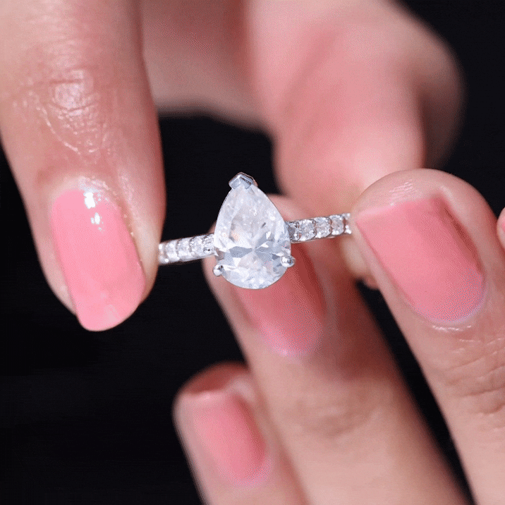 Certified 2.25 CT Moissanite Teardrop Engagement Ring For Her D-VS1 - Rosec Jewels