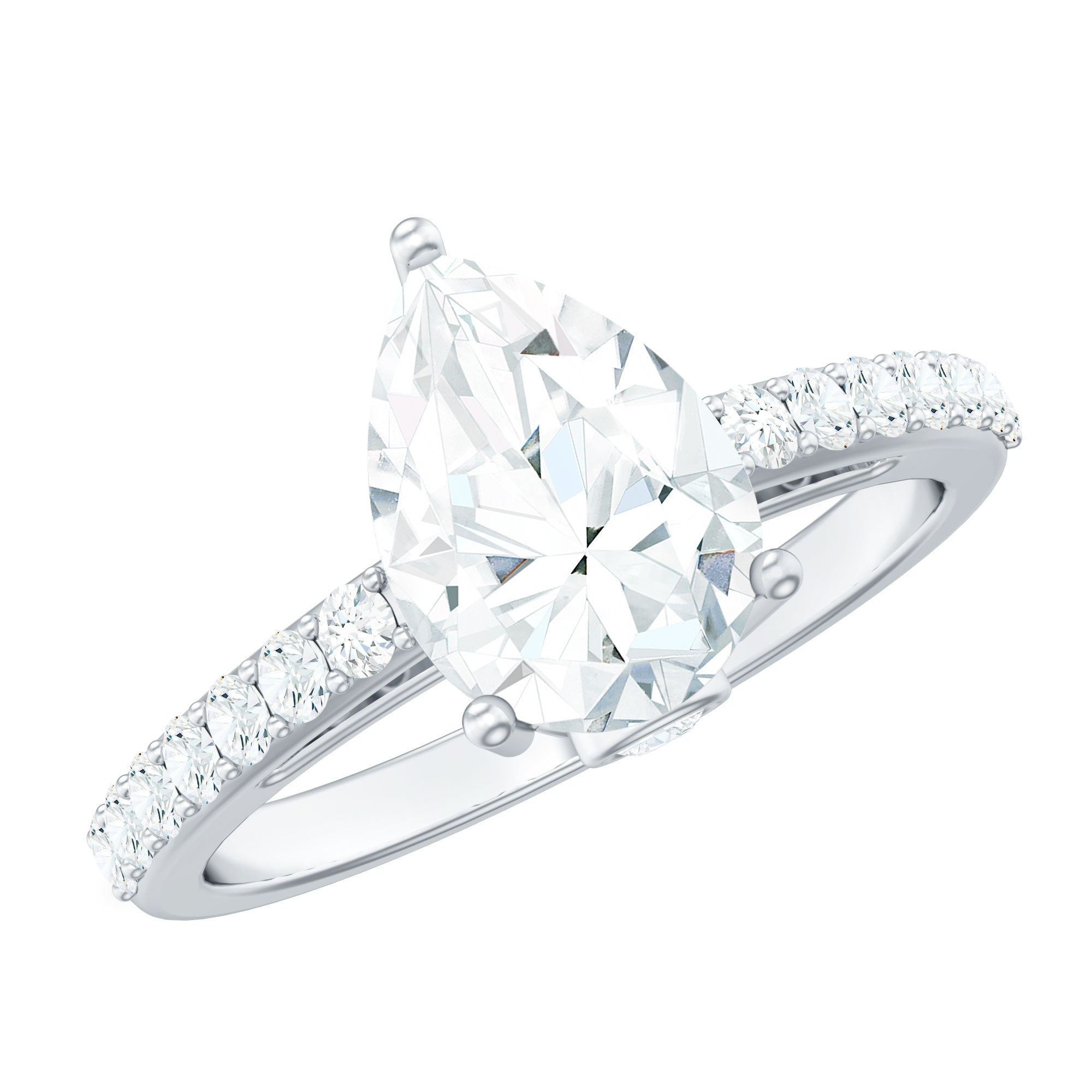 Certified 2.25 CT Moissanite Teardrop Engagement Ring For Her