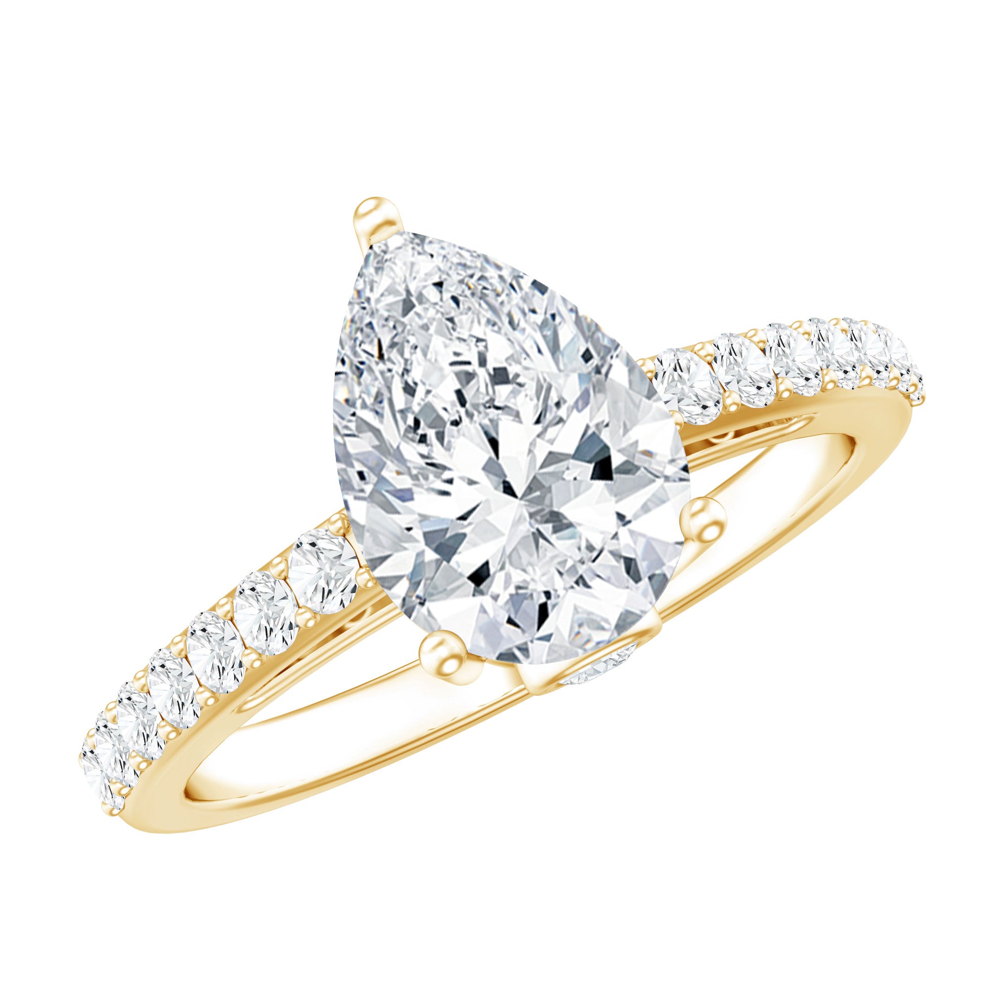 Certified 2.25 CT Moissanite Teardrop Engagement Ring For Her D-VS1 - Rosec Jewels