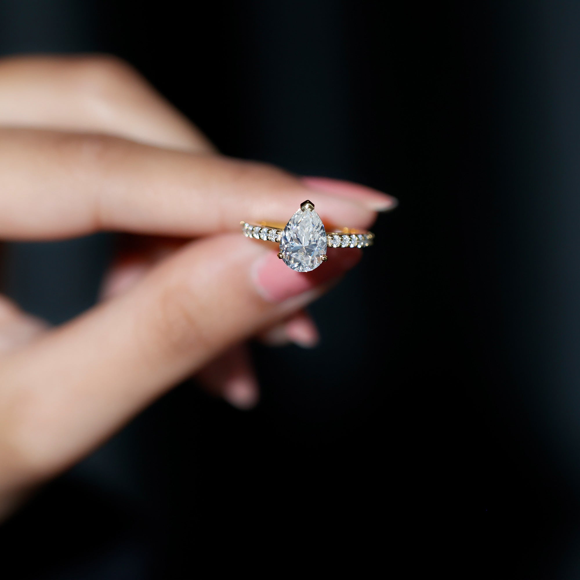 Certified 2.25 CT Moissanite Teardrop Engagement Ring For Her D-VS1 - Rosec Jewels