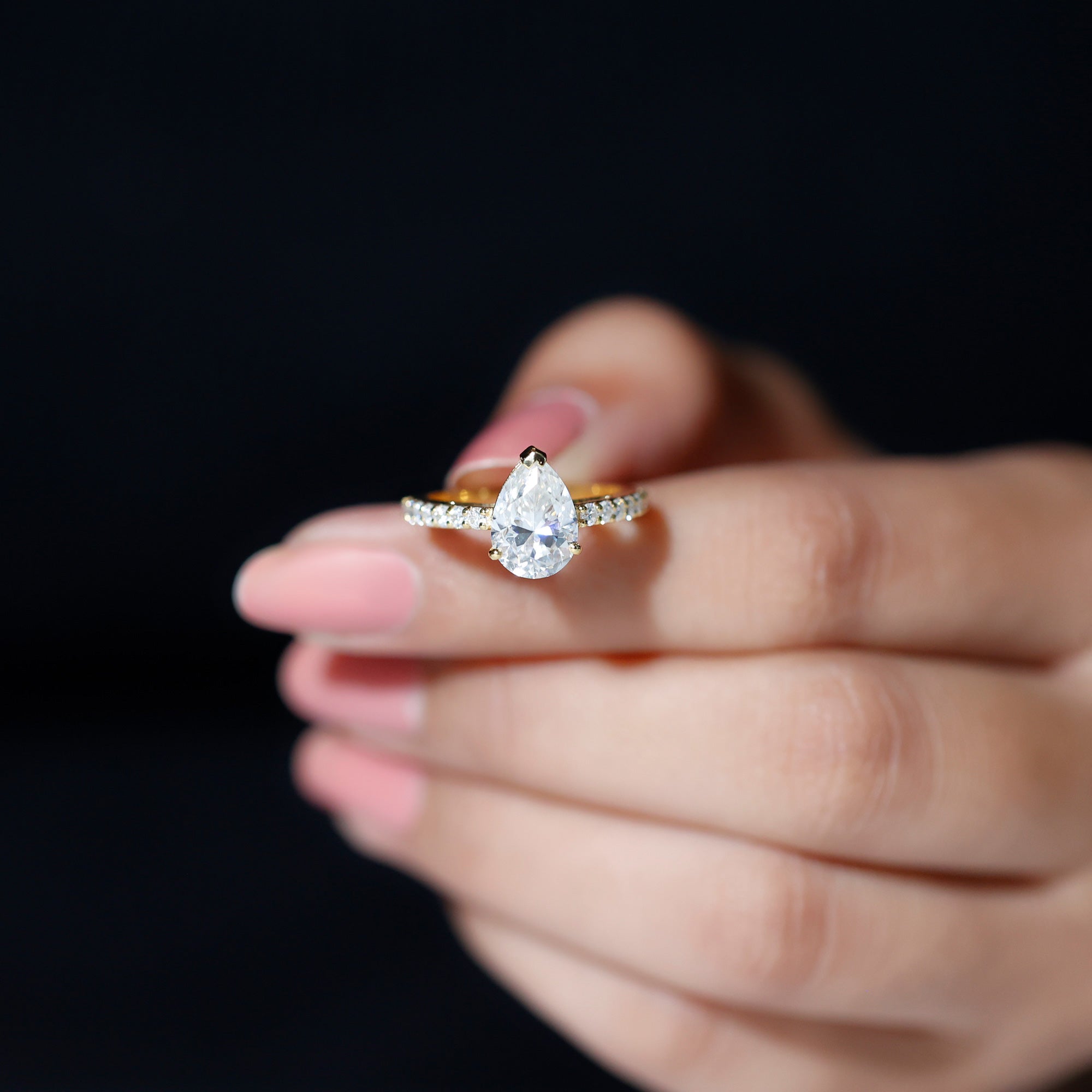 Certified 2.25 CT Moissanite Teardrop Engagement Ring For Her D-VS1 - Rosec Jewels