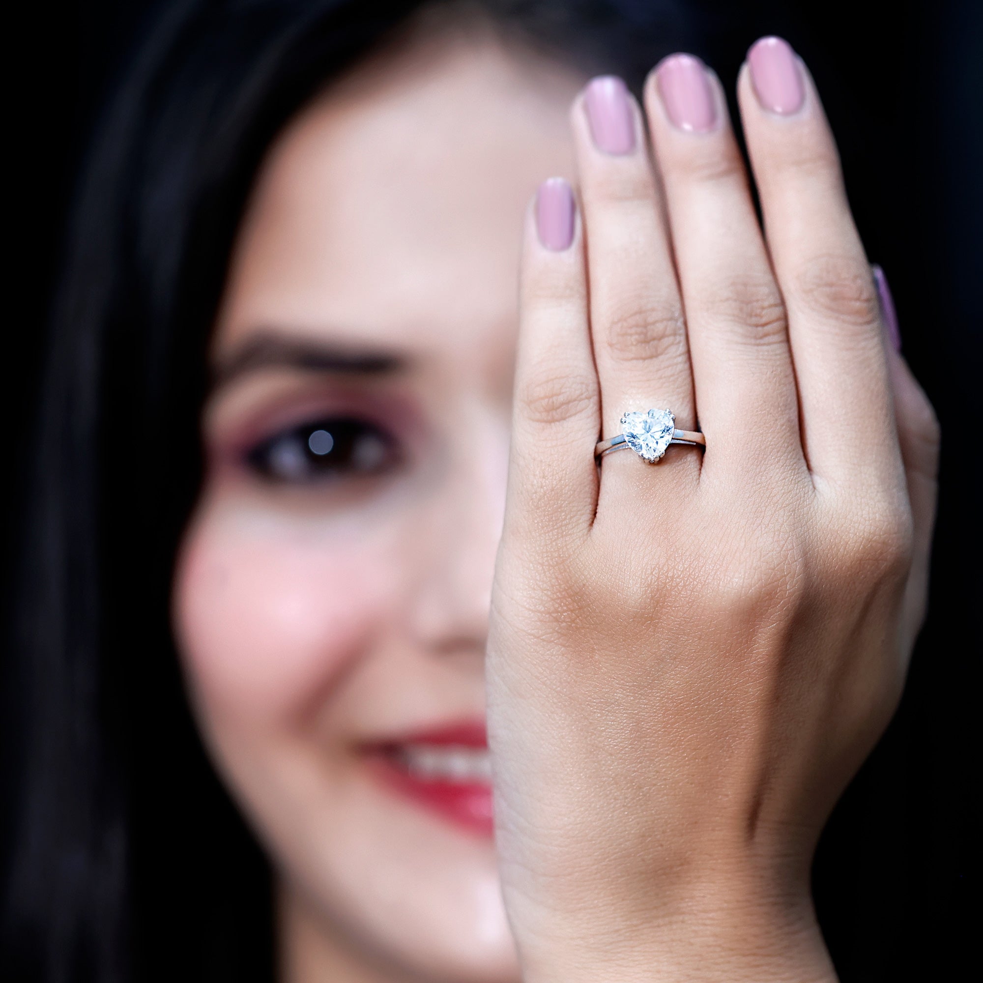 Certified Solitaire Moissanite Heart Engagement Ring For Women D-VS1 - Rosec Jewels