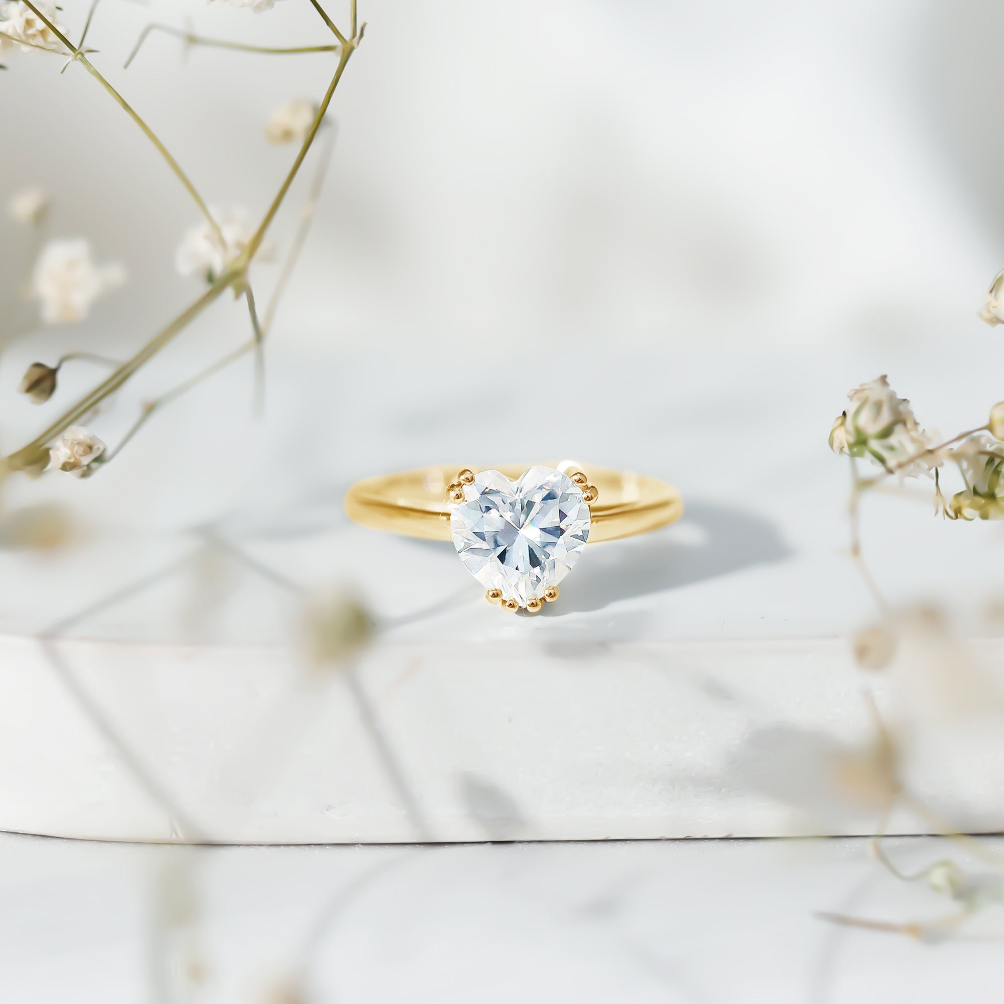 Certified Solitaire Moissanite Heart Engagement Ring For Women D-VS1 - Rosec Jewels