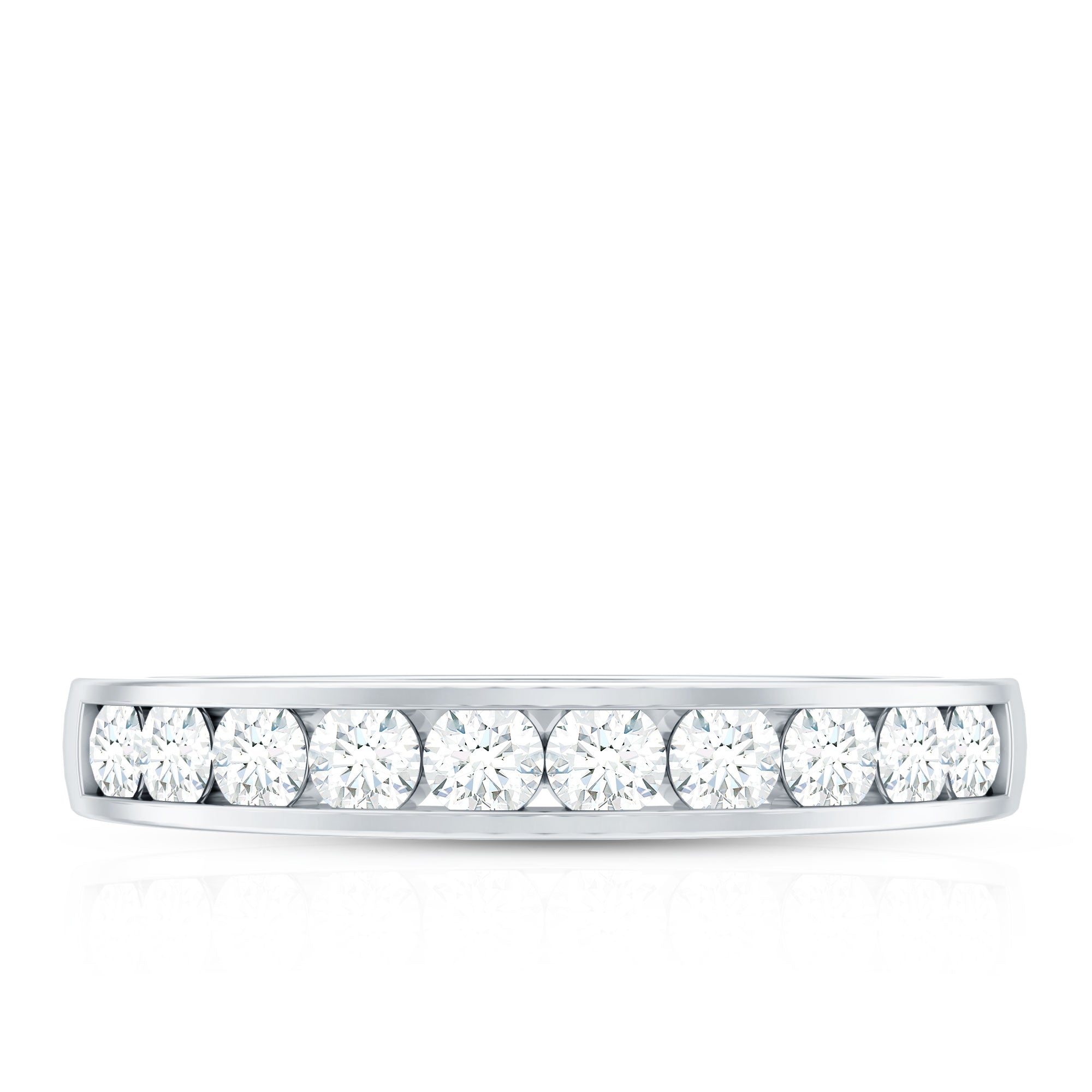 Channel Set Moissanite Half Eternity Band Ring D-VS1 - Rosec Jewels