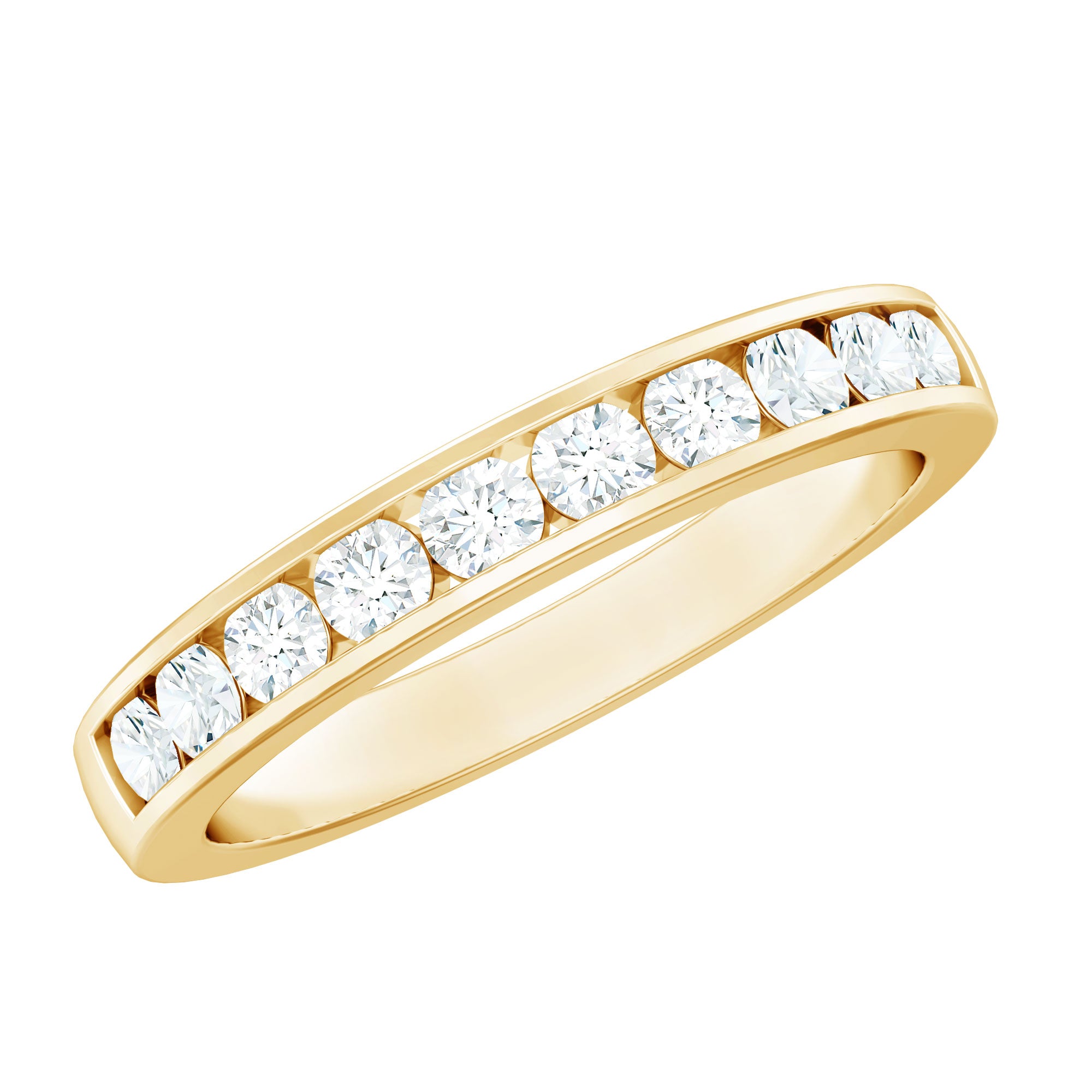 Channel Set Moissanite Half Eternity Band Ring D-VS1 - Rosec Jewels