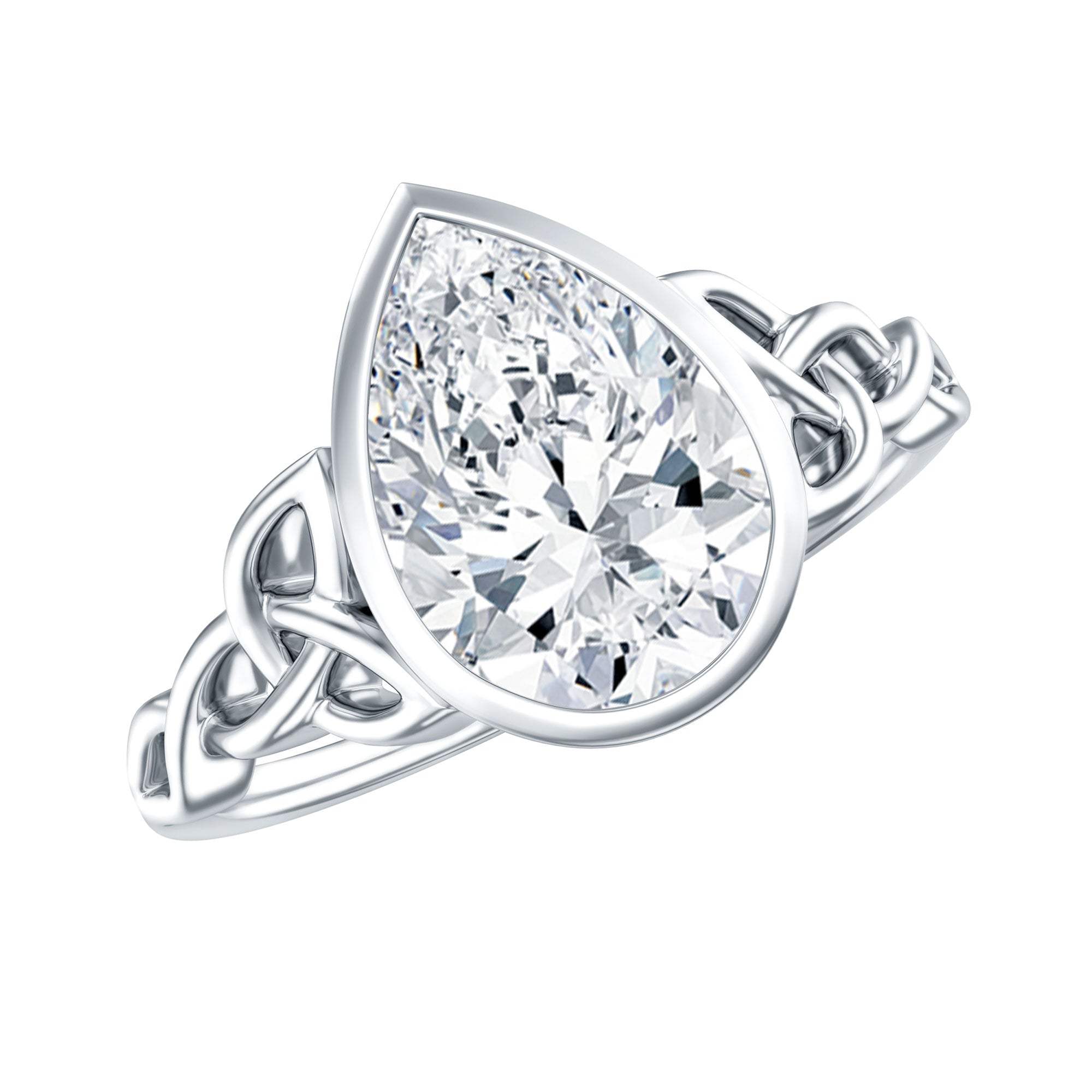2.2 Carat Pear Shape Moissanite Celtic Knot Engagement Ring D-VS1 - Rosec Jewels