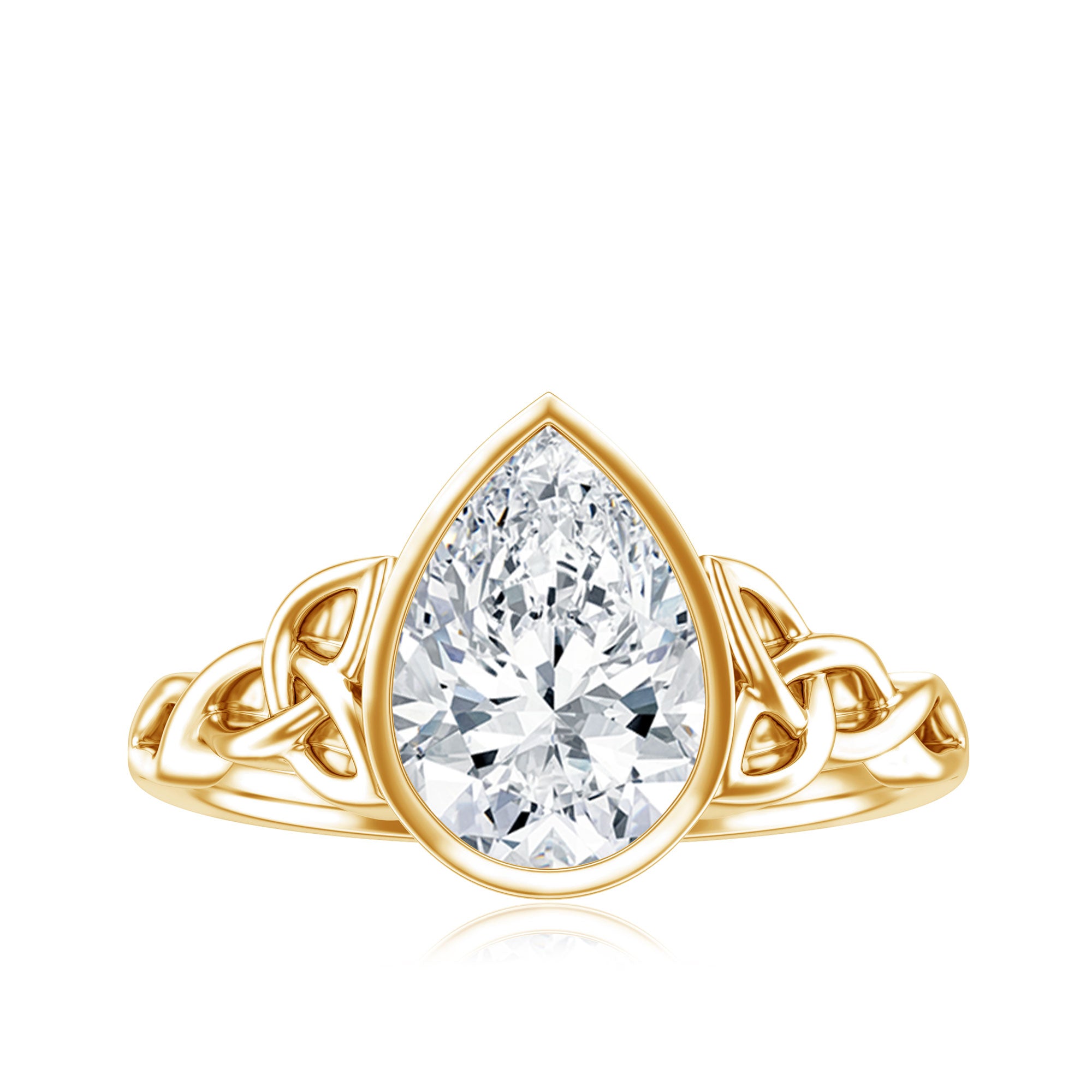2.2 Carat Pear Shape Moissanite Celtic Knot Engagement Ring D-VS1 - Rosec Jewels