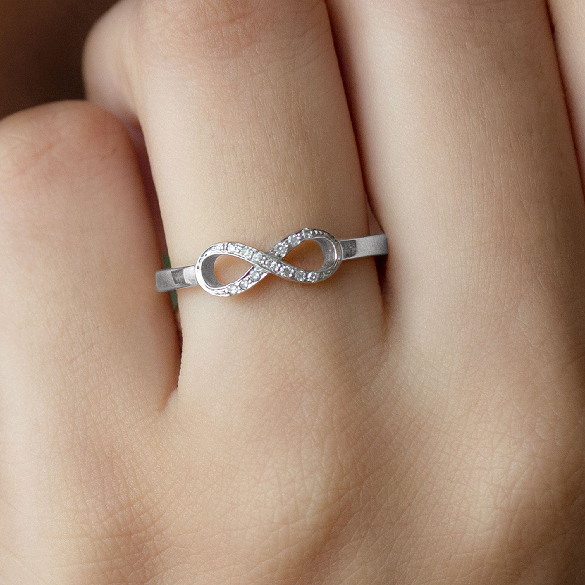Certified Real Diamond Infinity Promise Ring Natural - ( HI-SI ) - Rosec Jewels