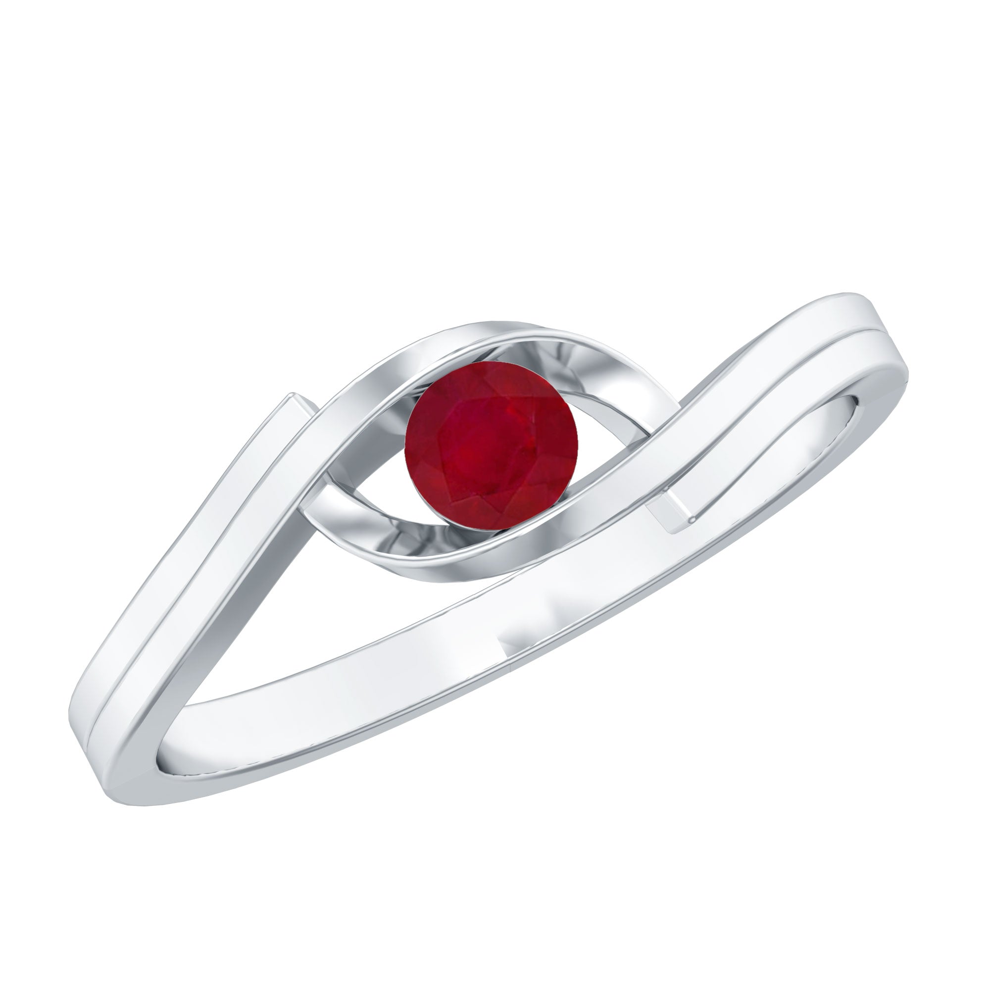 Natural Red Ruby Promise Ring with Bypass Shank AAA - Rosec Jewels