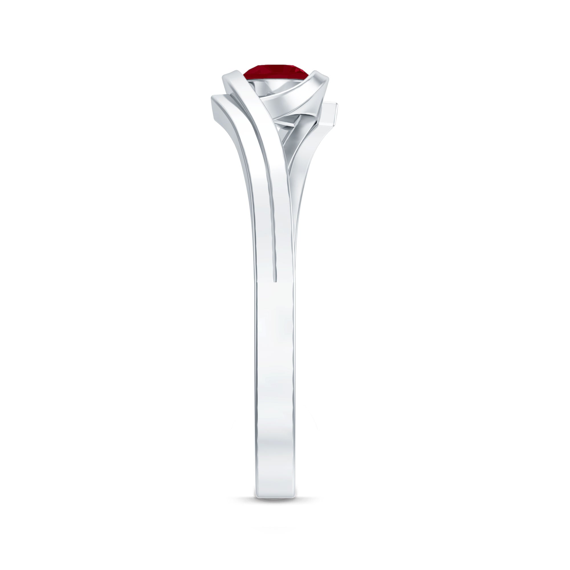 Natural Red Ruby Promise Ring with Bypass Shank AAA - Rosec Jewels