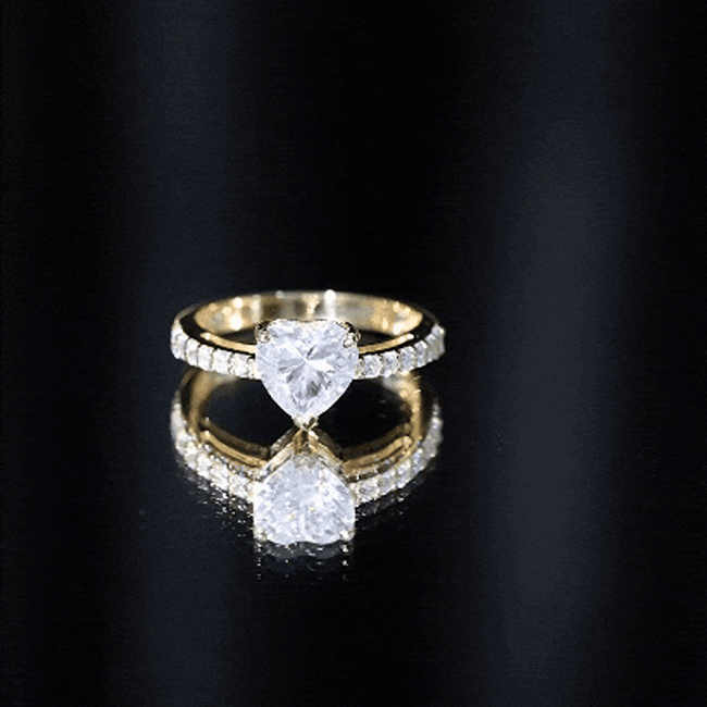 2 CT Moissanite Heart Engagement Ring With Side Stones D-VS1 - Rosec Jewels