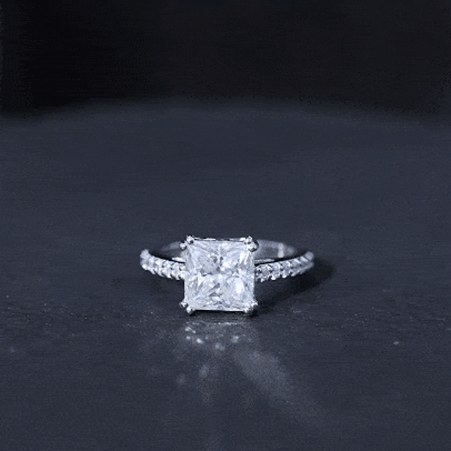 3 Carat Moissanite Princess Cut Engagement Ring With Double Prongs D-VS1 - Rosec Jewels