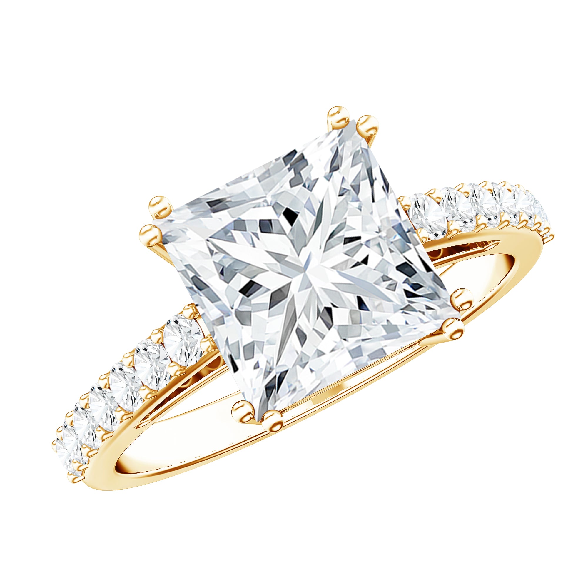 3 Carat Moissanite Princess Cut Engagement Ring With Double Prongs D-VS1 - Rosec Jewels