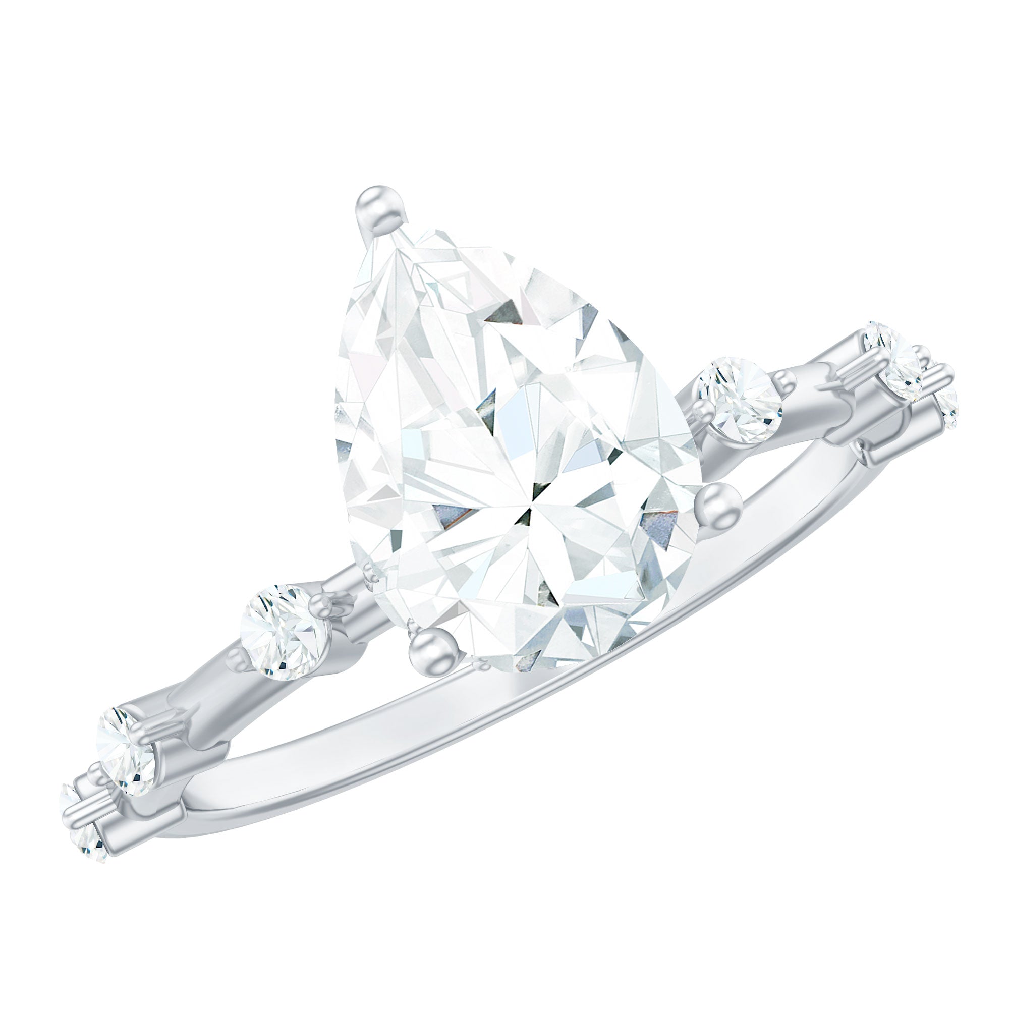 Brilliant Cut Moissanite Pear Shape Engagement Ring with Hidden Halo