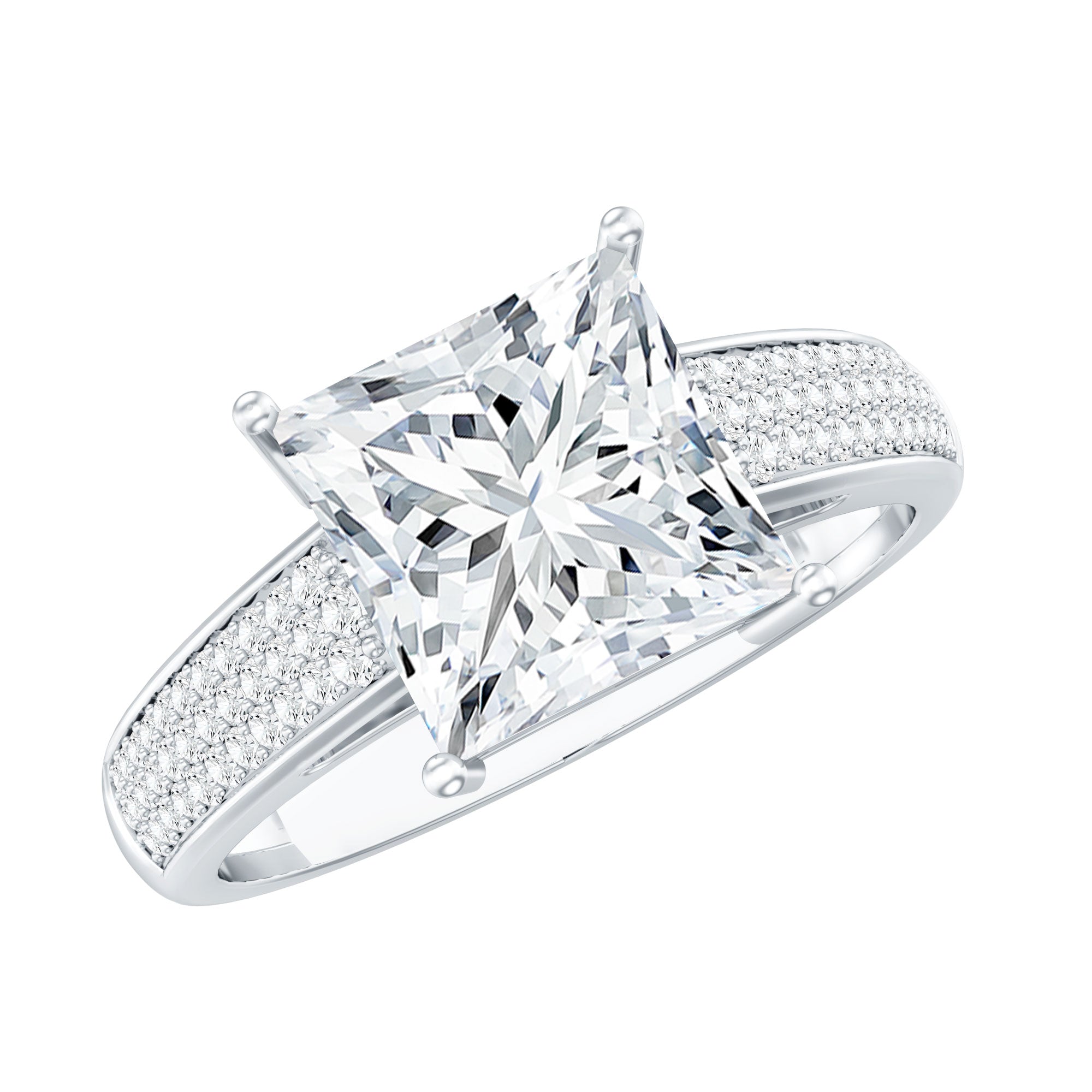 Princess Cut Moissanite Engagement Ring With Certificate D-VS1 - Rosec Jewels