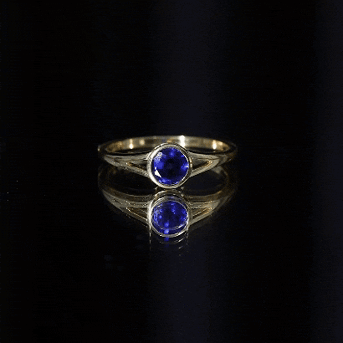 Certified 0.6 Carat Lab Grown Blue Sapphire Promise Ring with Split Shank AAAA - Rosec Jewels