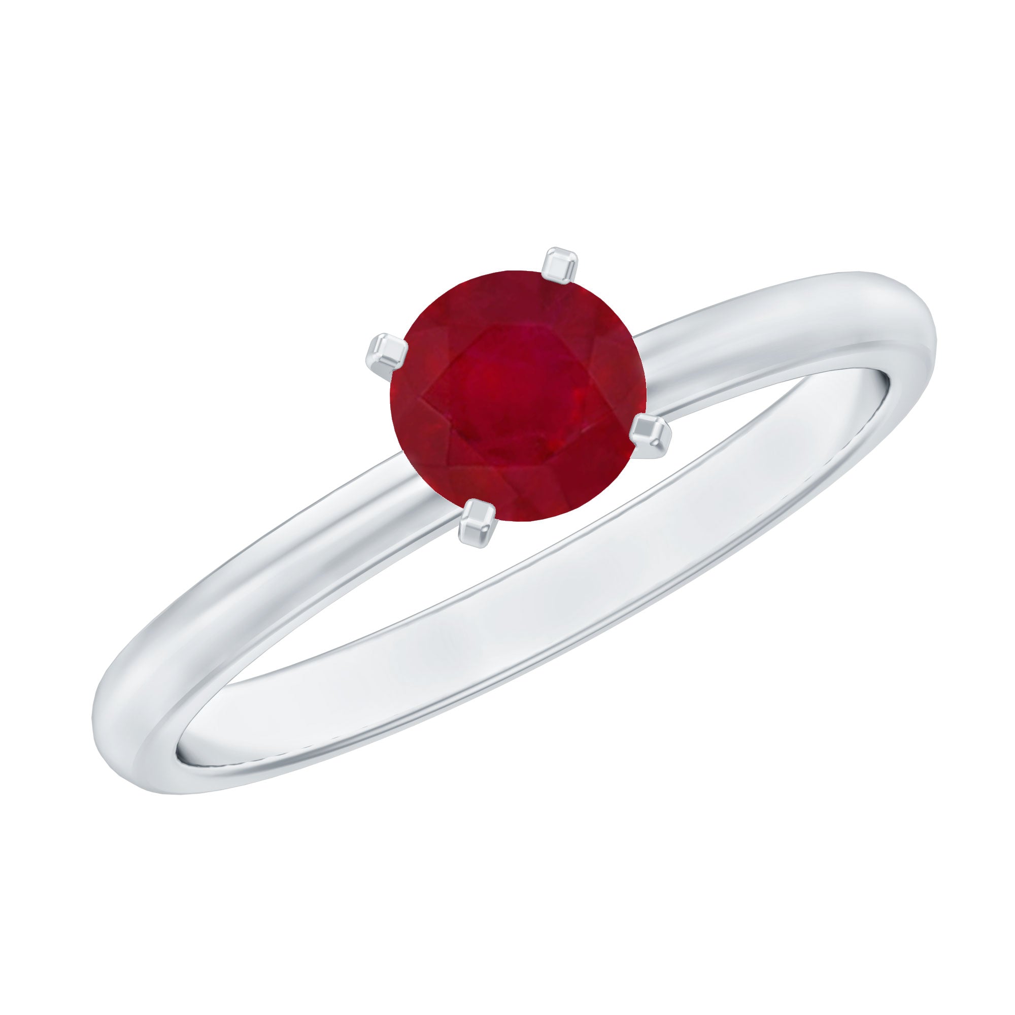 July Birthstone 5 MM Ruby Solitaire Ring in Peg Head Setting AAA - Rosec Jewels