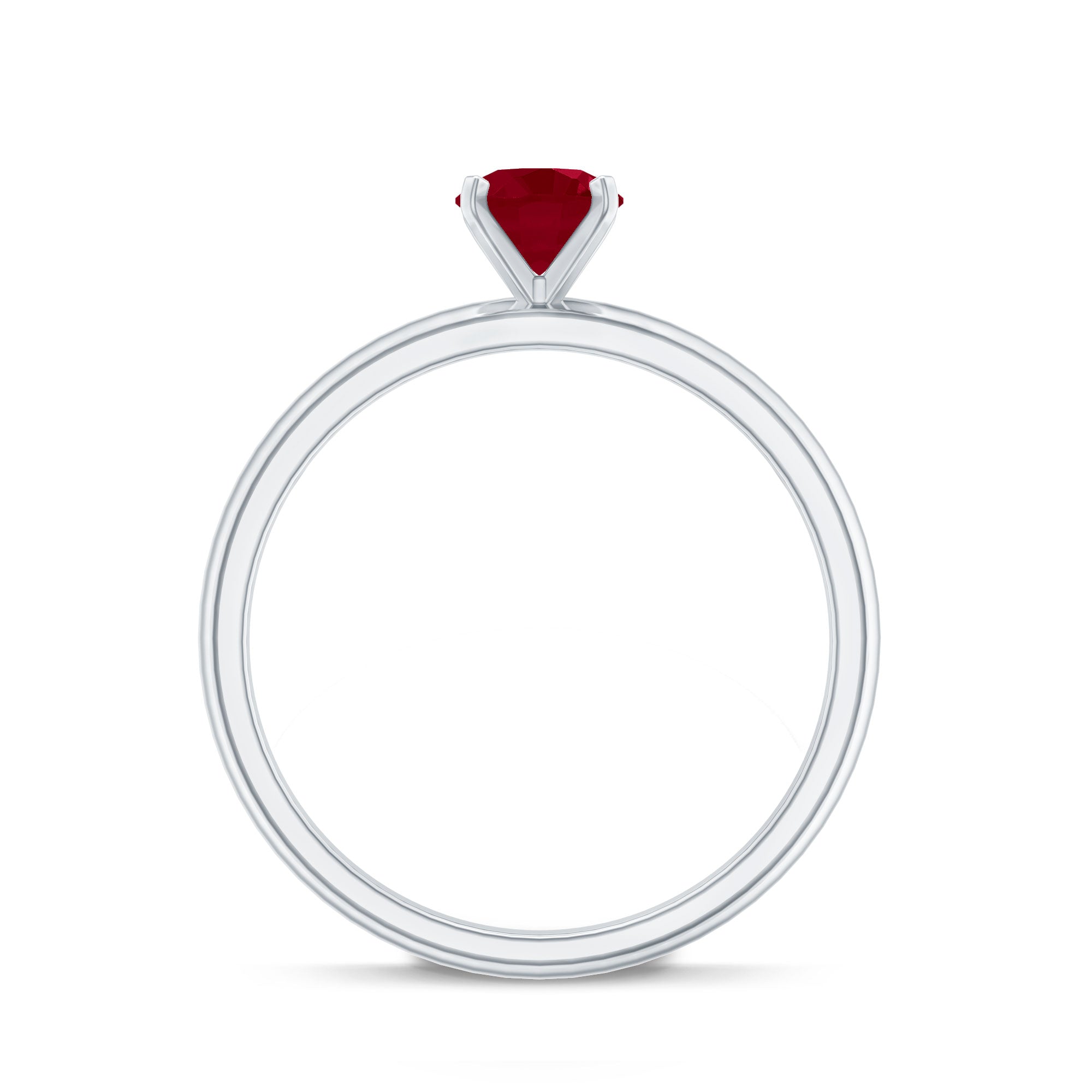 July Birthstone 5 MM Ruby Solitaire Ring in Peg Head Setting AAA - Rosec Jewels