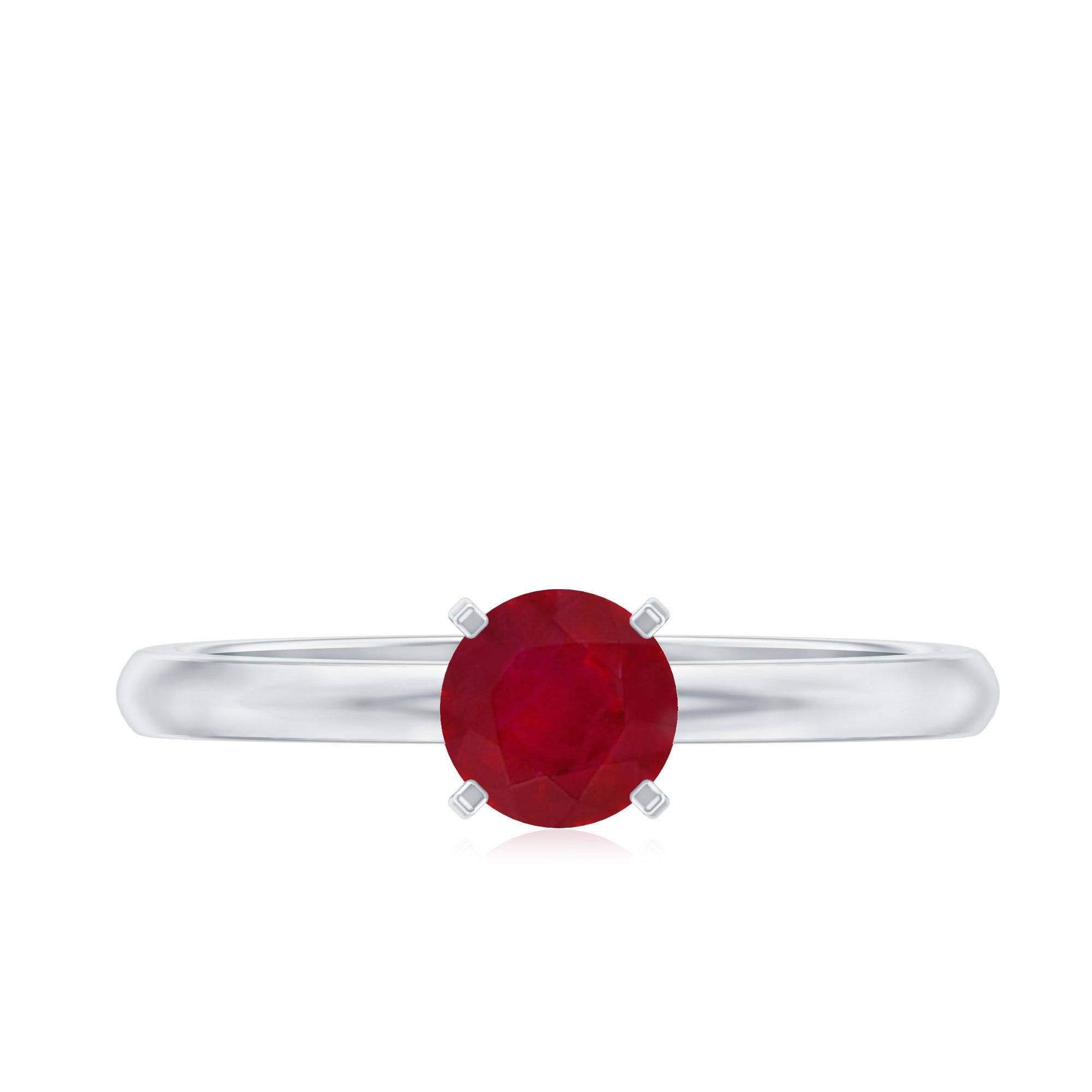 July Birthstone 5 MM Ruby Solitaire Ring in Peg Head Setting AAA - Rosec Jewels