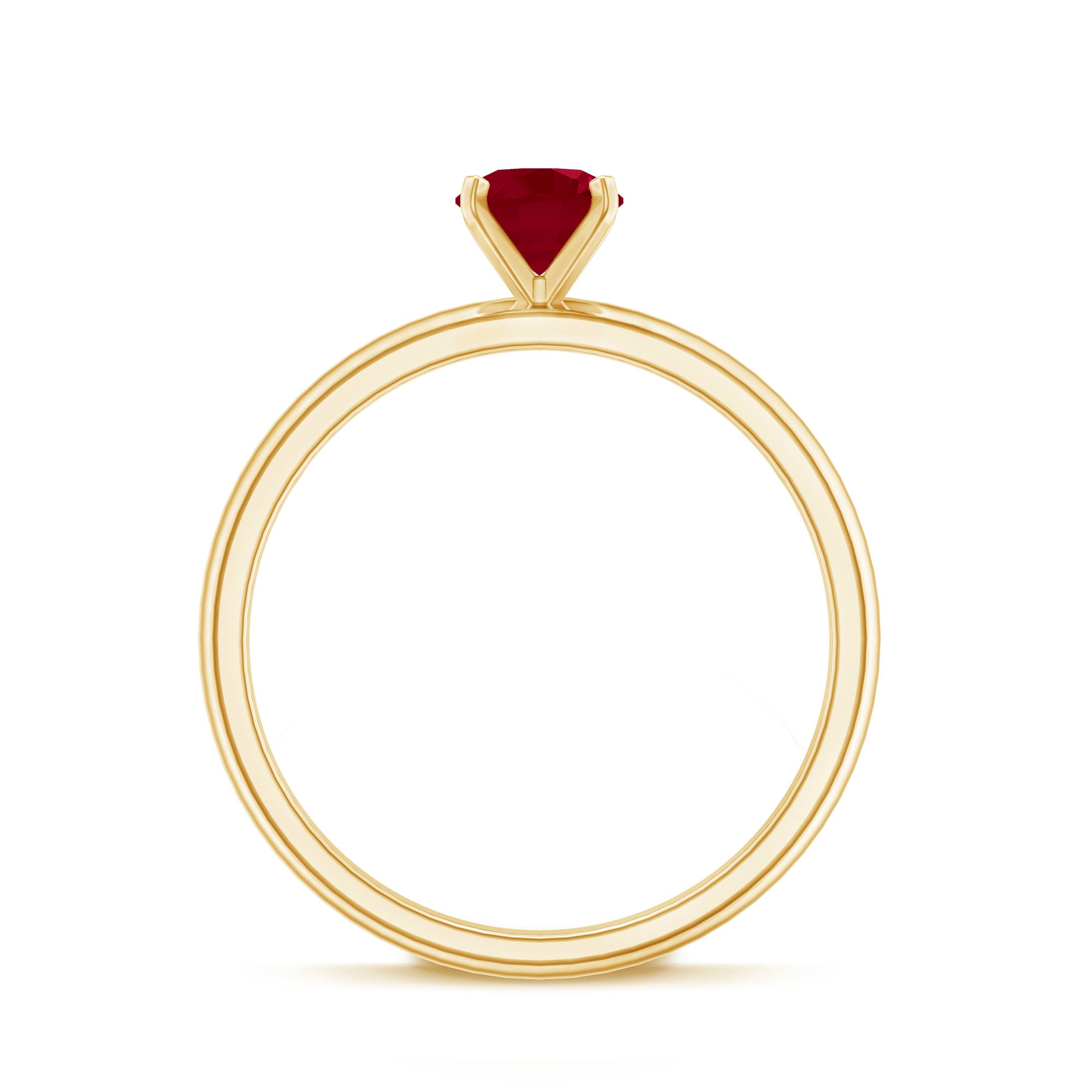 July Birthstone 5 MM Ruby Solitaire Ring in Peg Head Setting AAA - Rosec Jewels