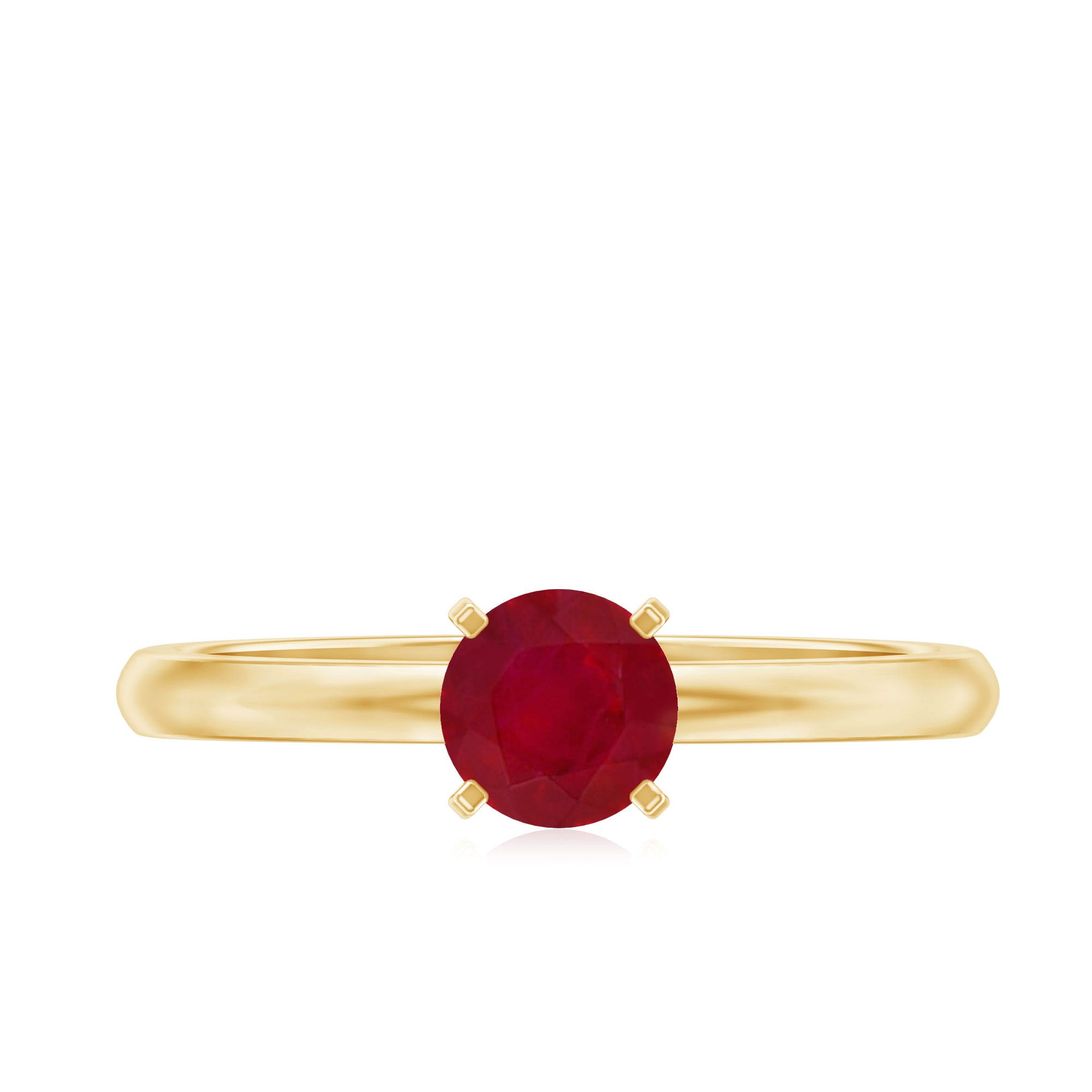 July Birthstone 5 MM Ruby Solitaire Ring in Peg Head Setting AAA - Rosec Jewels