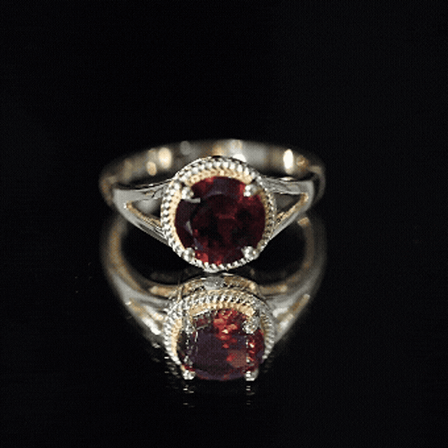 Real 8mm Solitaire Garnet Engagement Ring with Split Shank AAA - Rosec Jewels