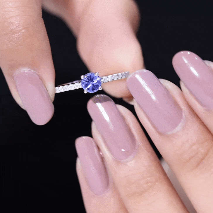 Natural Tanzanite Diamond Promise Ring for Engagement AAA - Rosec Jewels
