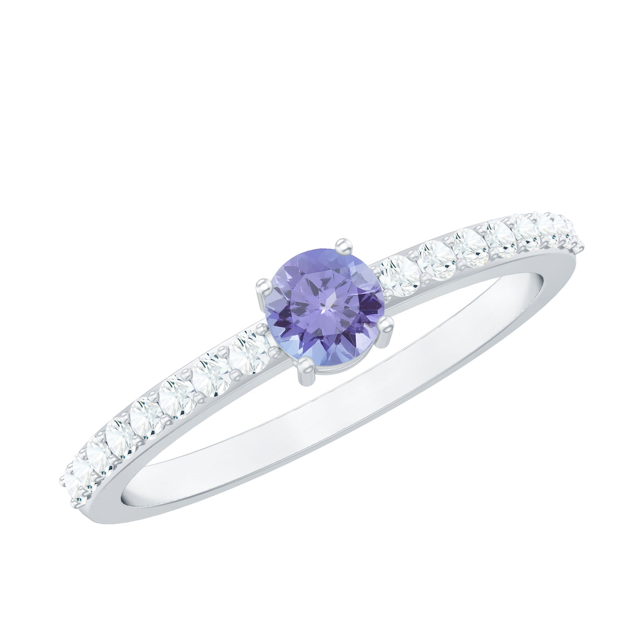 Natural Tanzanite Diamond Promise Ring for Engagement AAA - Rosec Jewels