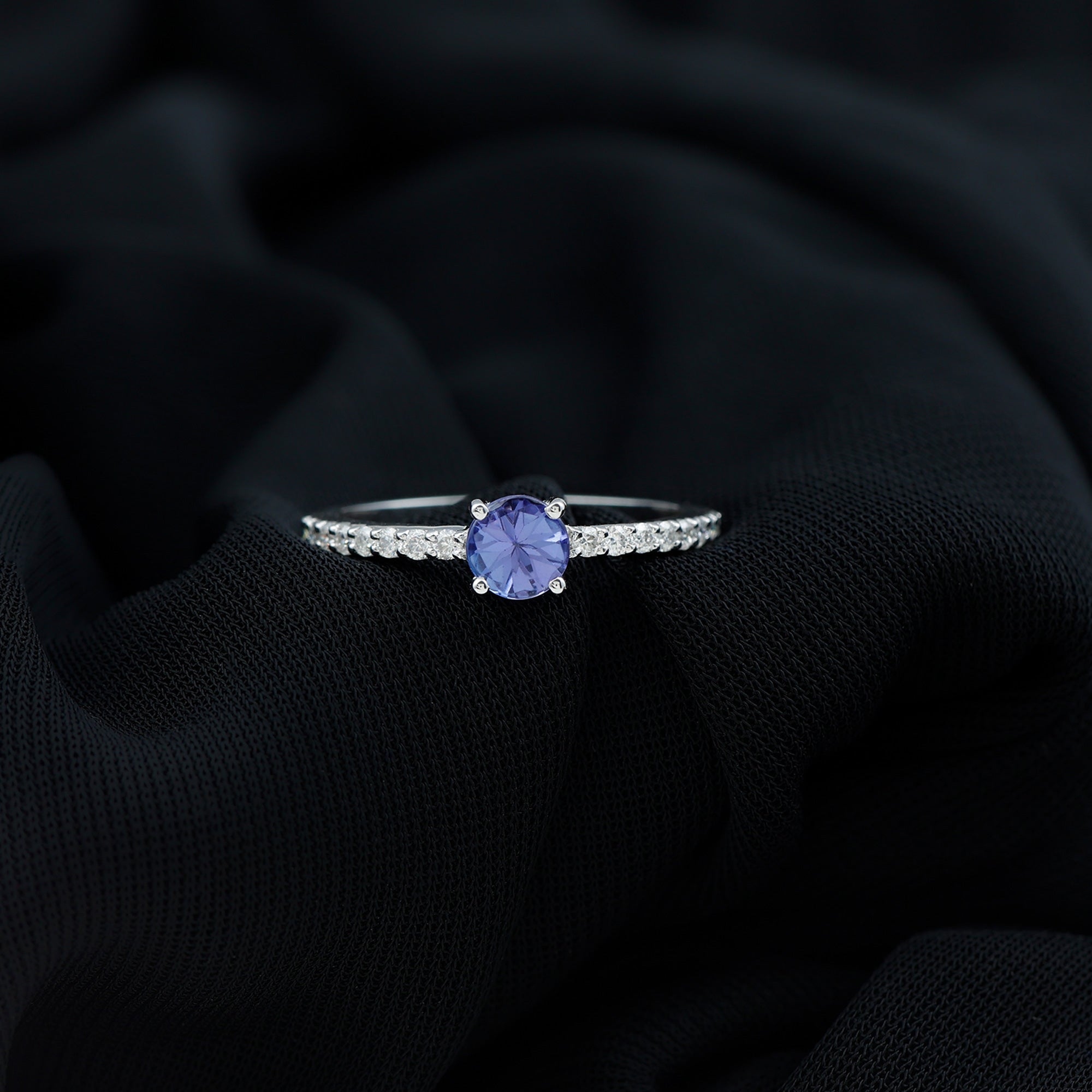 Natural Tanzanite Diamond Promise Ring for Engagement AAA - Rosec Jewels