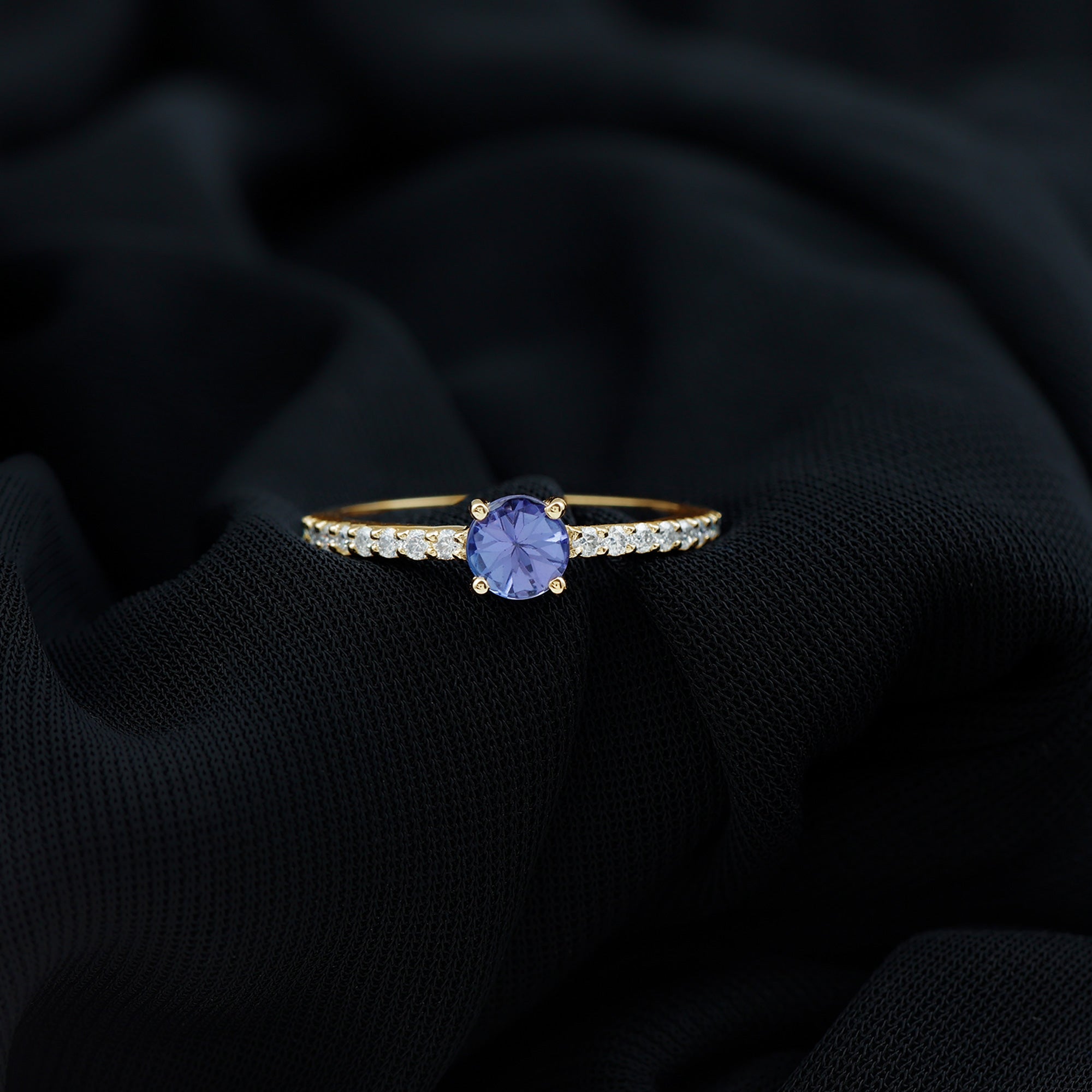 Natural Tanzanite Diamond Promise Ring for Engagement AAA - Rosec Jewels