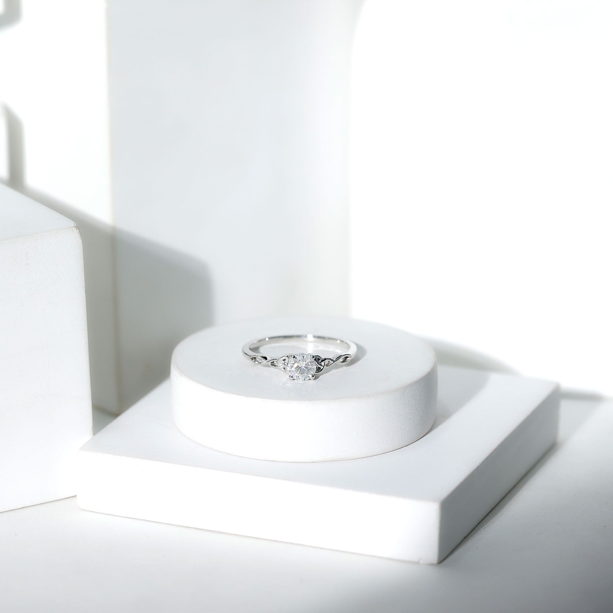 Solitaire Moissanite Celtic Knot Ring for Women D-VS1 - Rosec Jewels