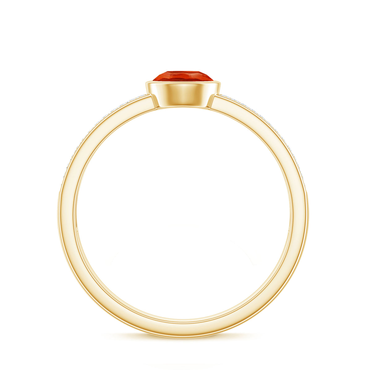 0.4 Carat Round Shape Fire Opal Engagement Ring with Diamond AAA - Rosec Jewels