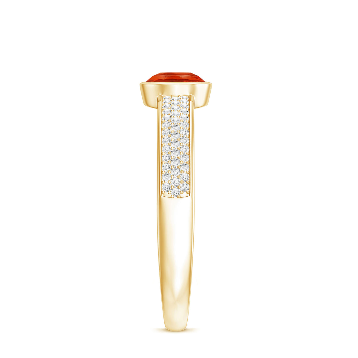 0.4 Carat Round Shape Fire Opal Engagement Ring with Diamond AAA - Rosec Jewels