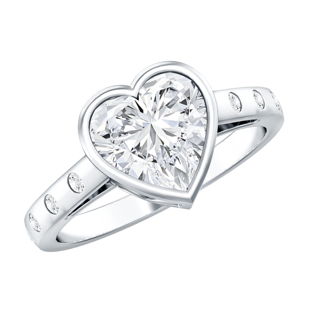 Heart Shape Moissanite Bezel Set Engagement Ring