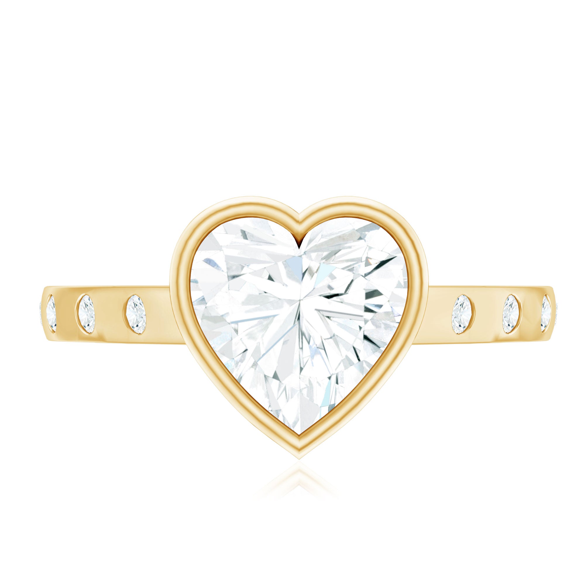 Heart Shape Moissanite Bezel Set Engagement Ring D-VS1 - Rosec Jewels