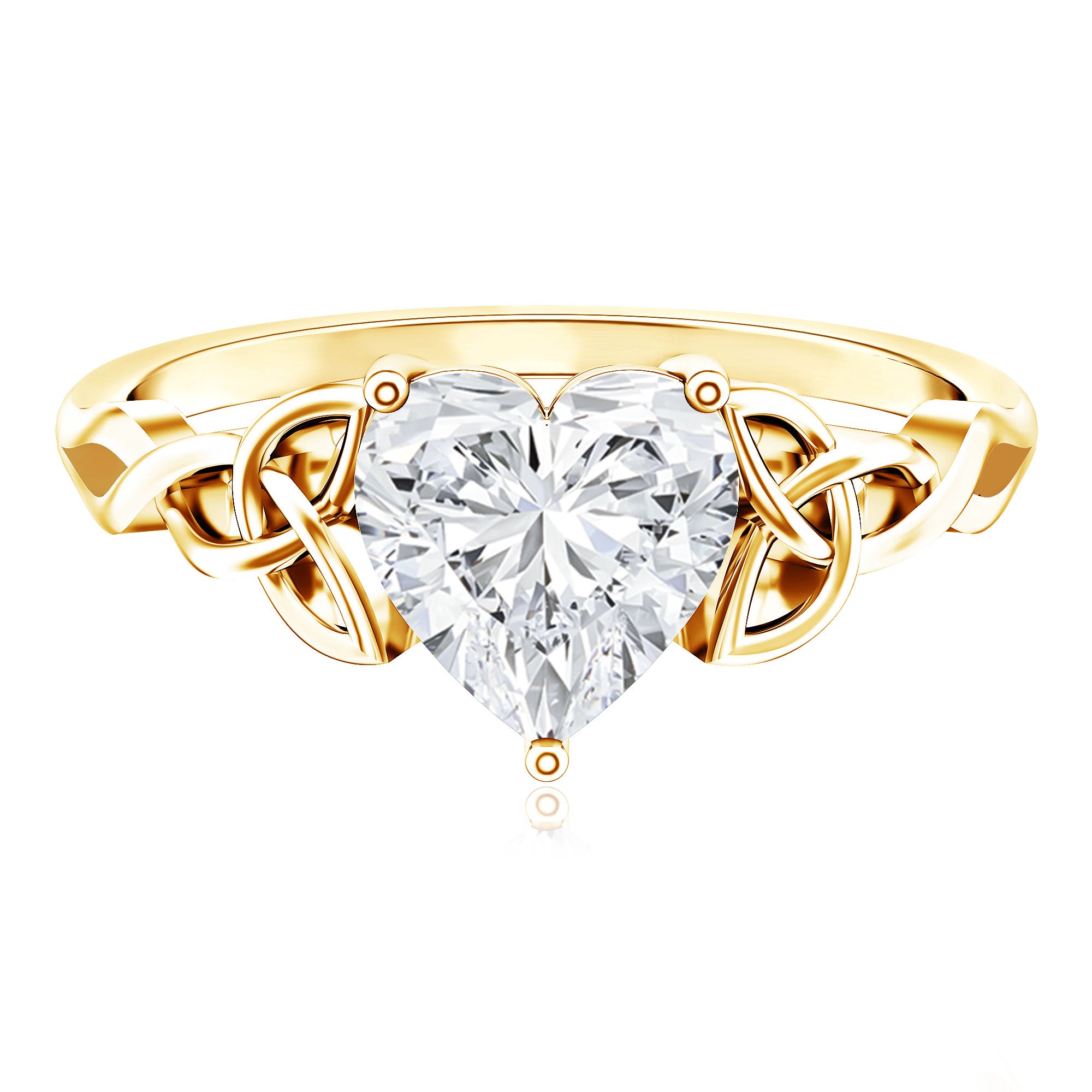 Heart Shaped Moissanite Celtic Engagement Ring D-VS1 - Rosec Jewels