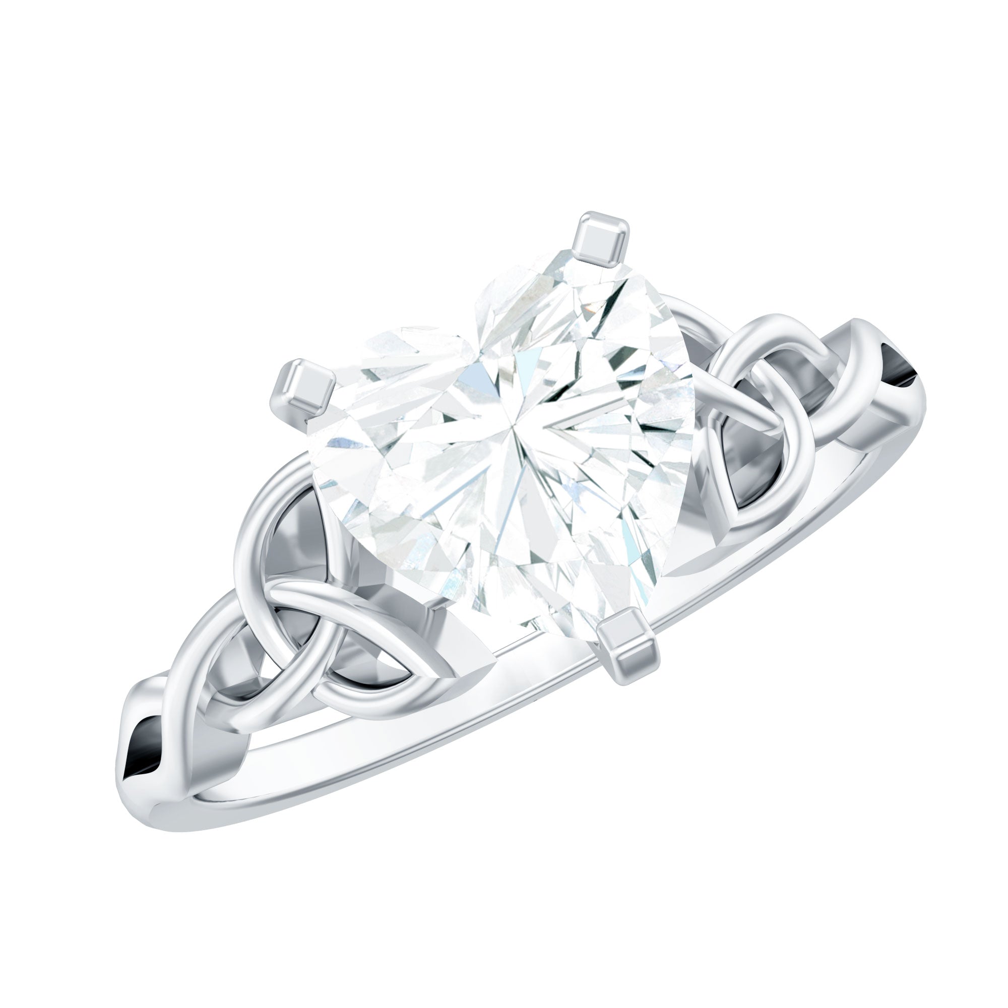 2 CT Heart Shaped Moissanite Celtic Knot Engagement Ring