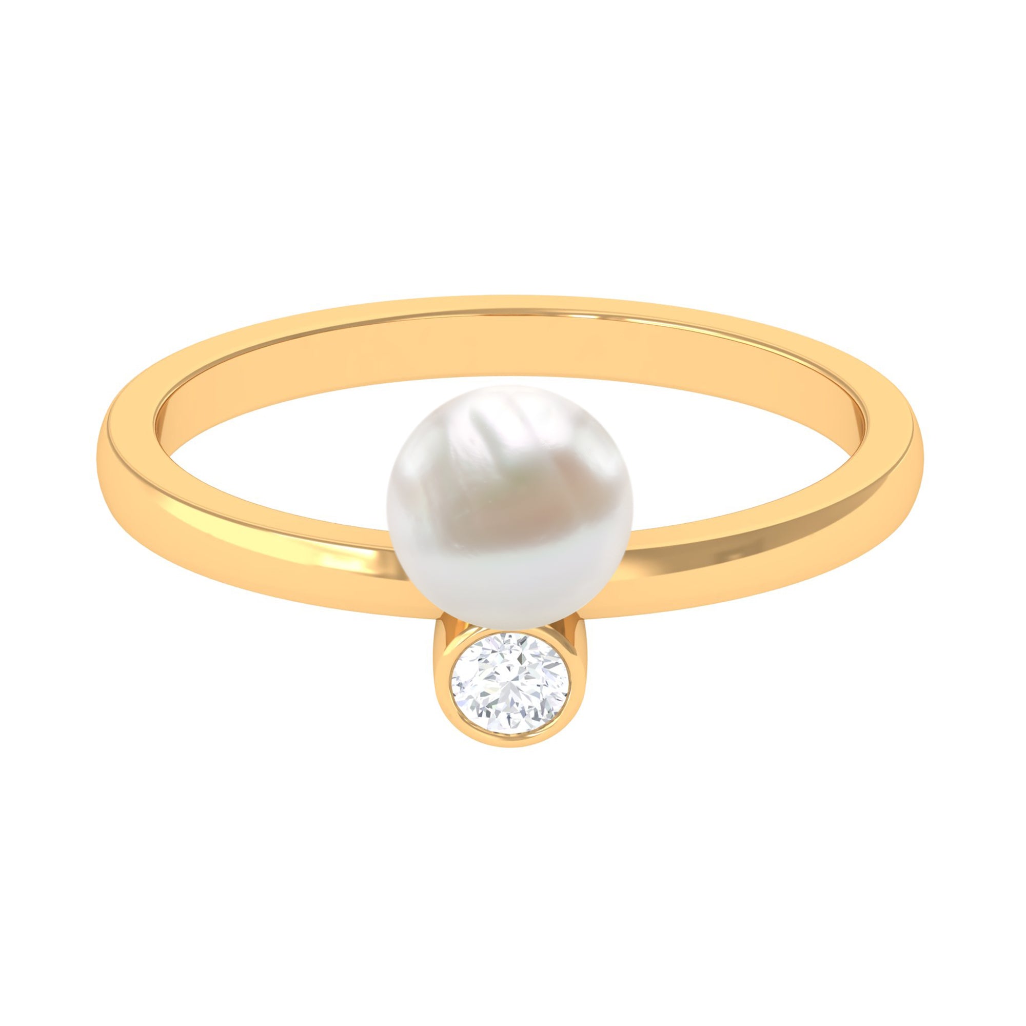 Rosec Jewels-Freshwater Pearl Toi Et Moi Ring with Diamond