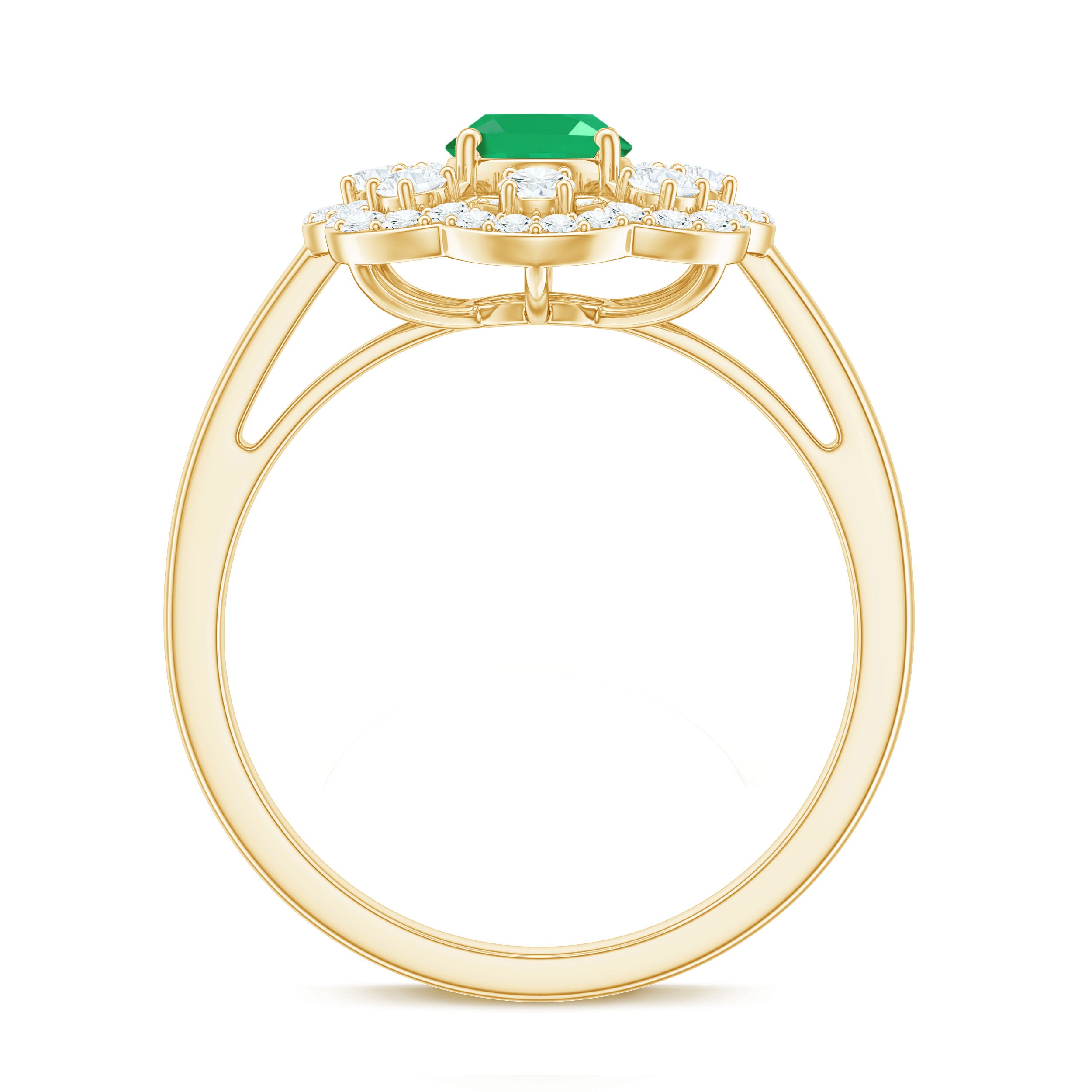0.7 Carat Oval Emerald Designer Engagement Ring with Diamond AAA - Rosec Jewels