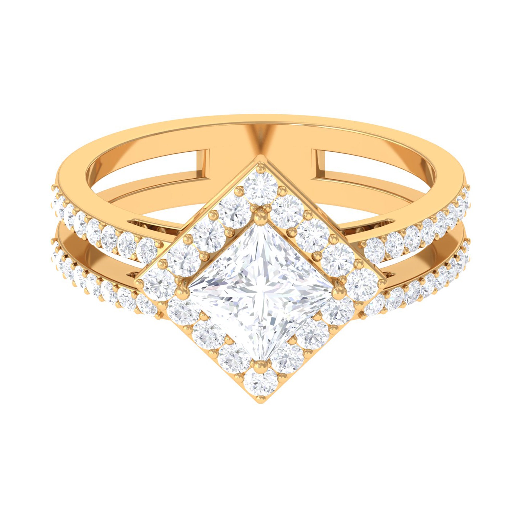 2.50 CT Princess Cut Zircon Double Engagement Band Ring AAAA - Rosec Jewels