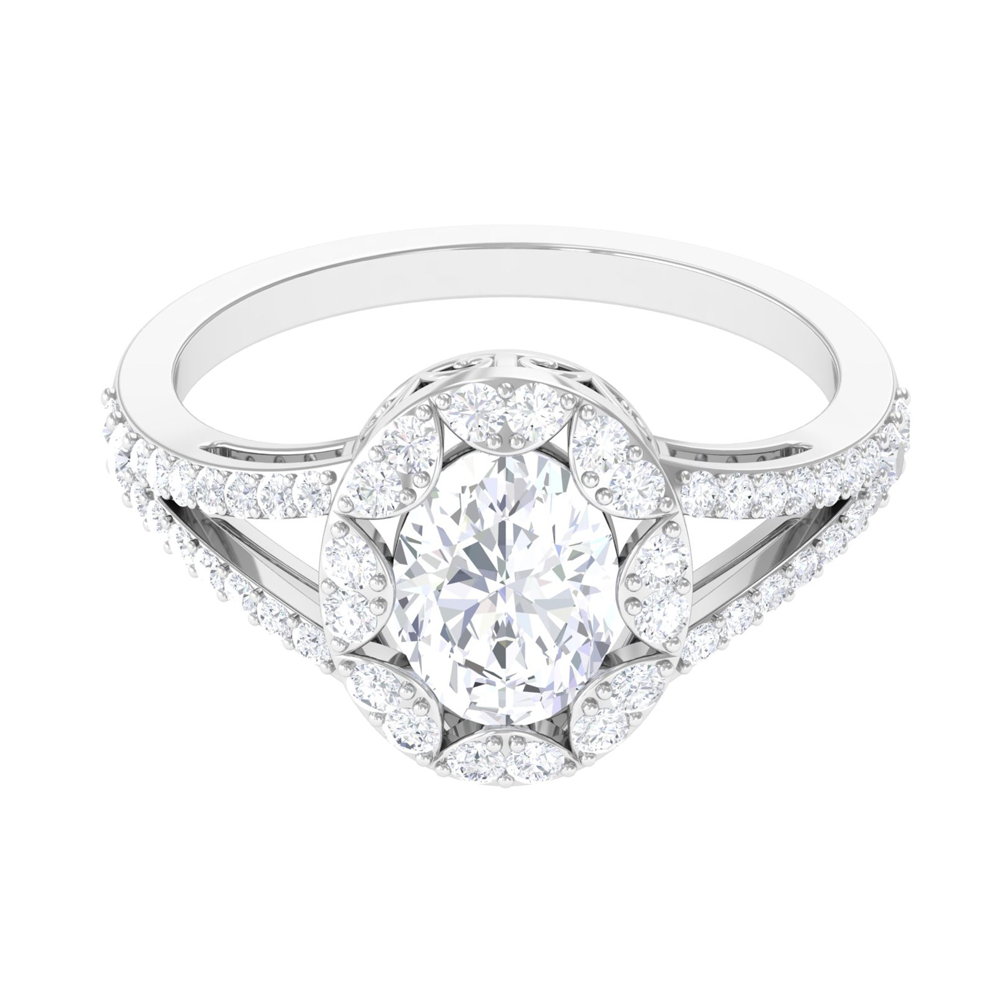 3 CT Split Shank Zircon Oval Engagement Ring in Gold