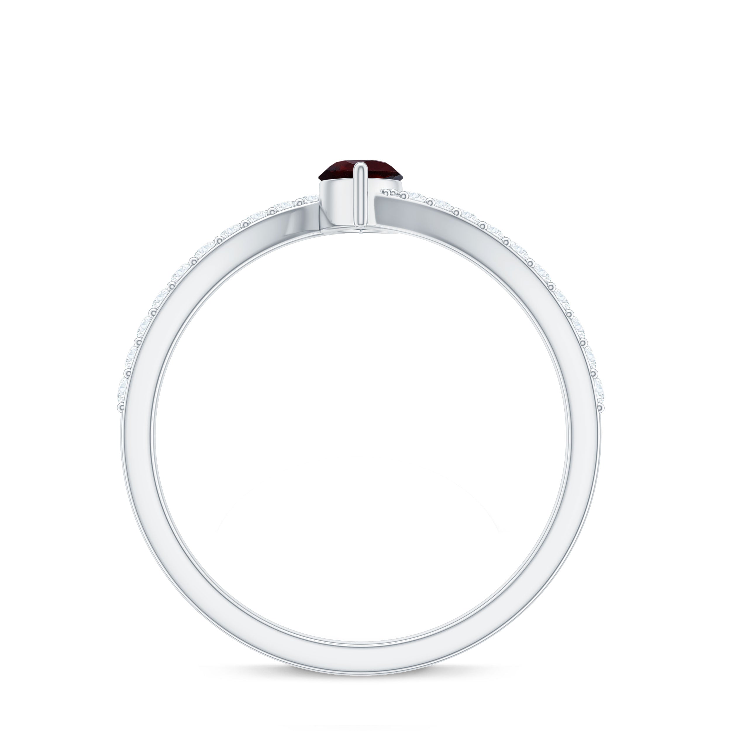 Natural Marquise Garnet Promise Ring with Diamond Bypass Shank AAA - Rosec Jewels