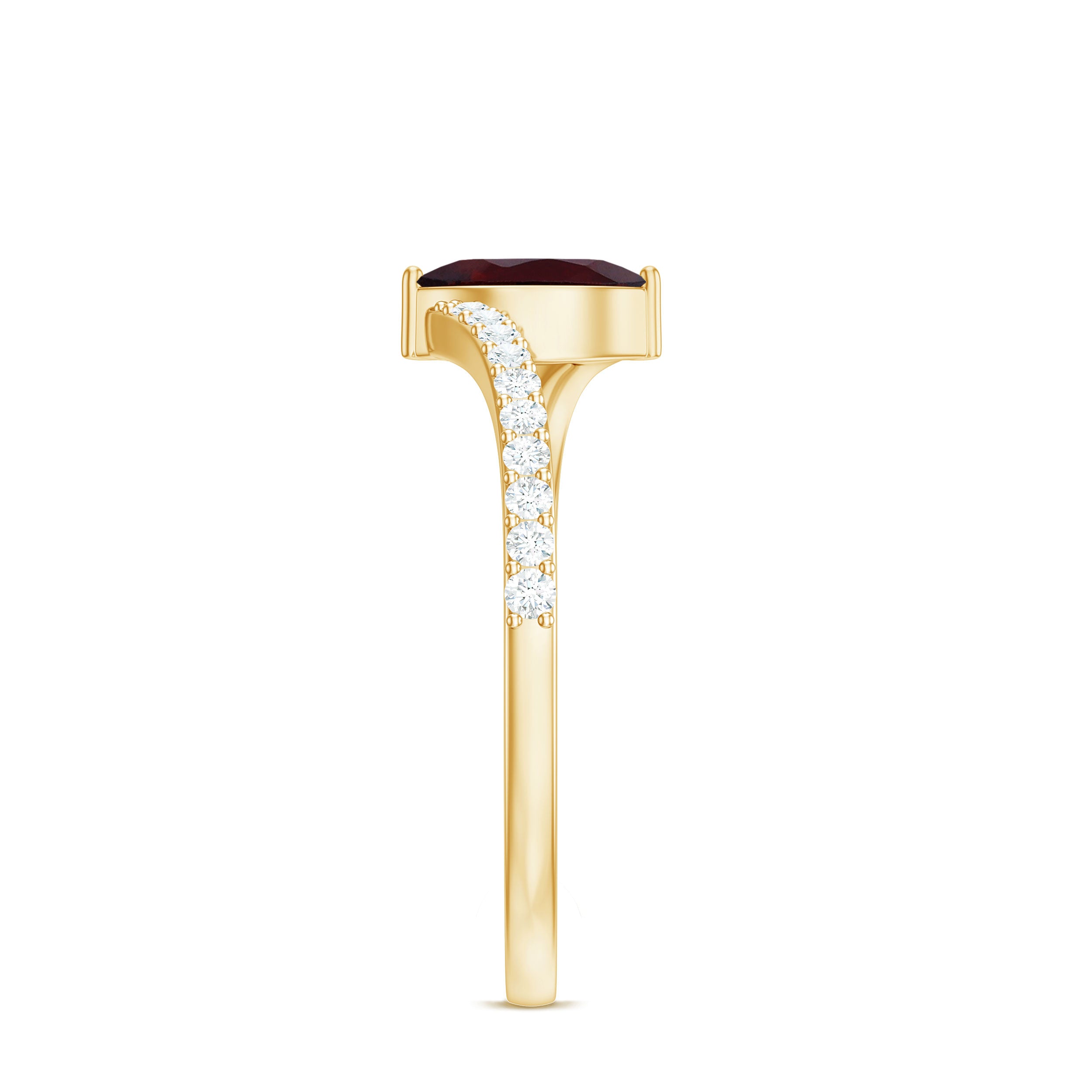 Natural Marquise Garnet Promise Ring with Diamond Bypass Shank AAA - Rosec Jewels