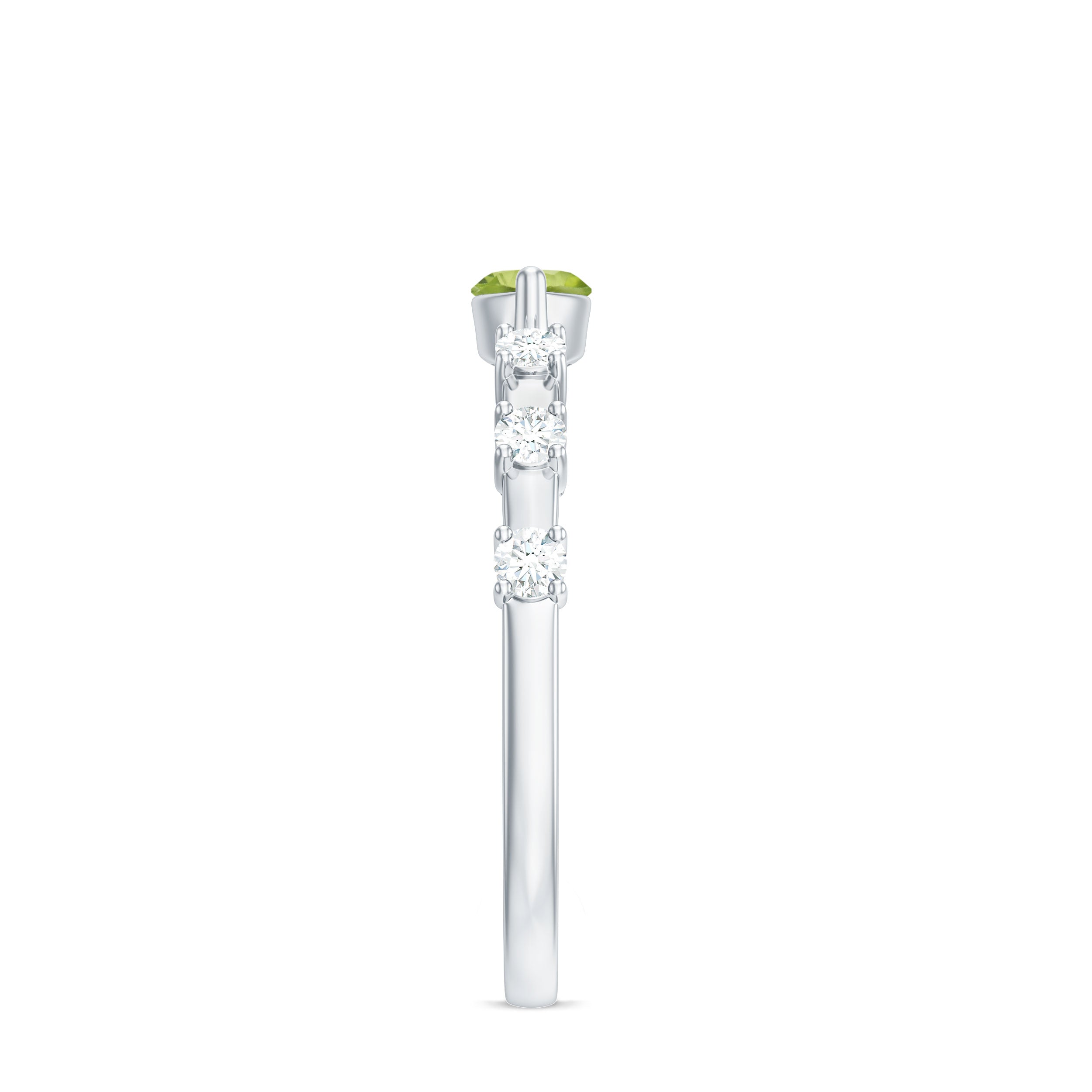 0.75 CT Peridot East West Ring with Diamond Accent AAA - Rosec Jewels