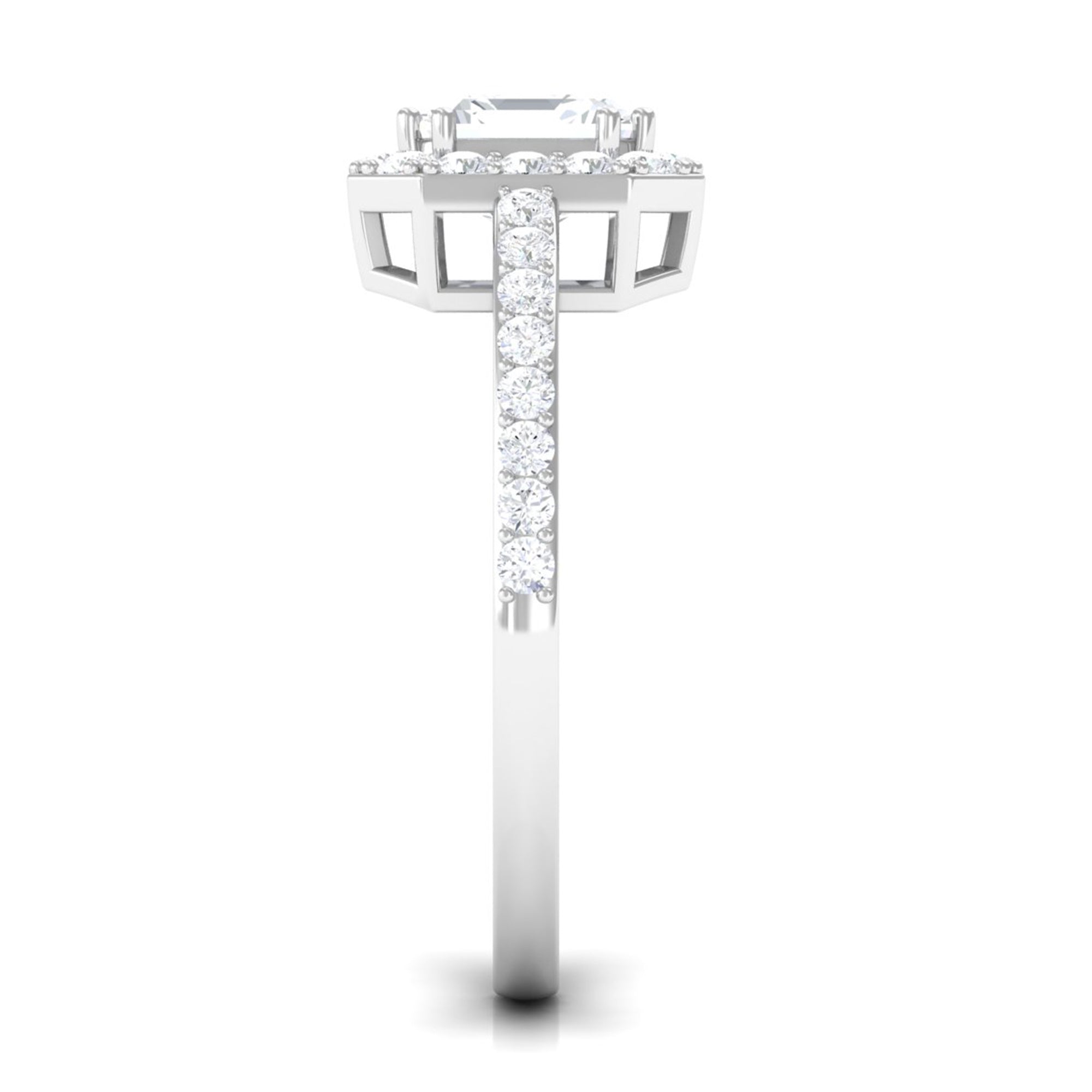 2.25 CT Asscher Cut Solitaire Zircon Halo Engagement Ring AAAA - Rosec Jewels