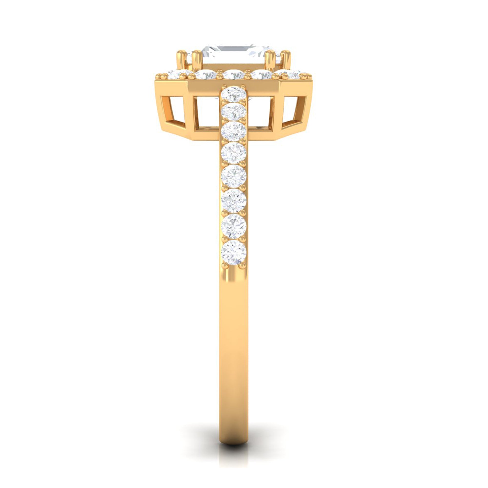 2.25 CT Asscher Cut Solitaire Zircon Halo Engagement Ring AAAA - Rosec Jewels