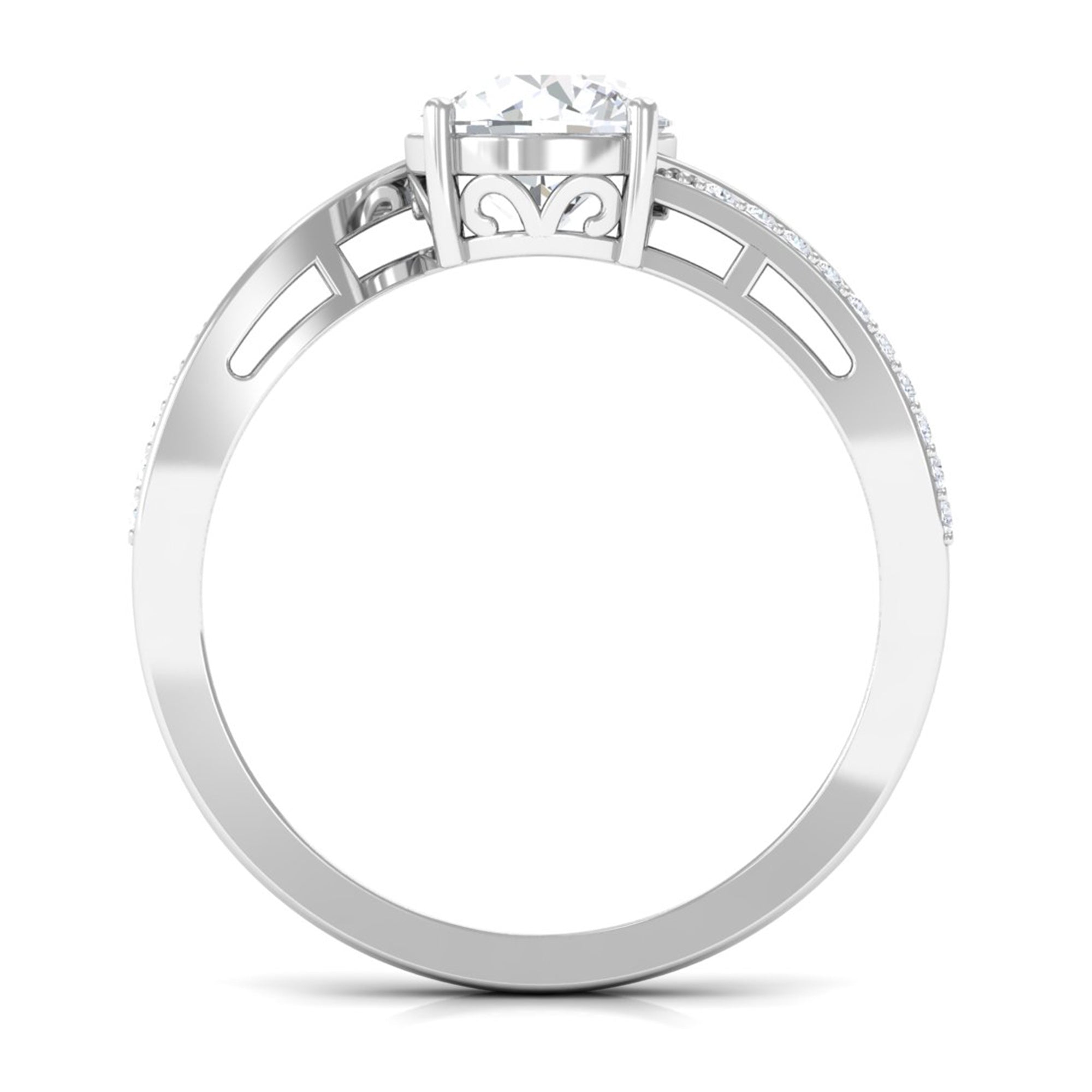 1.50 CT Round Cut Solitaire Zircon Bypass Engagement Ring AAAA - Rosec Jewels