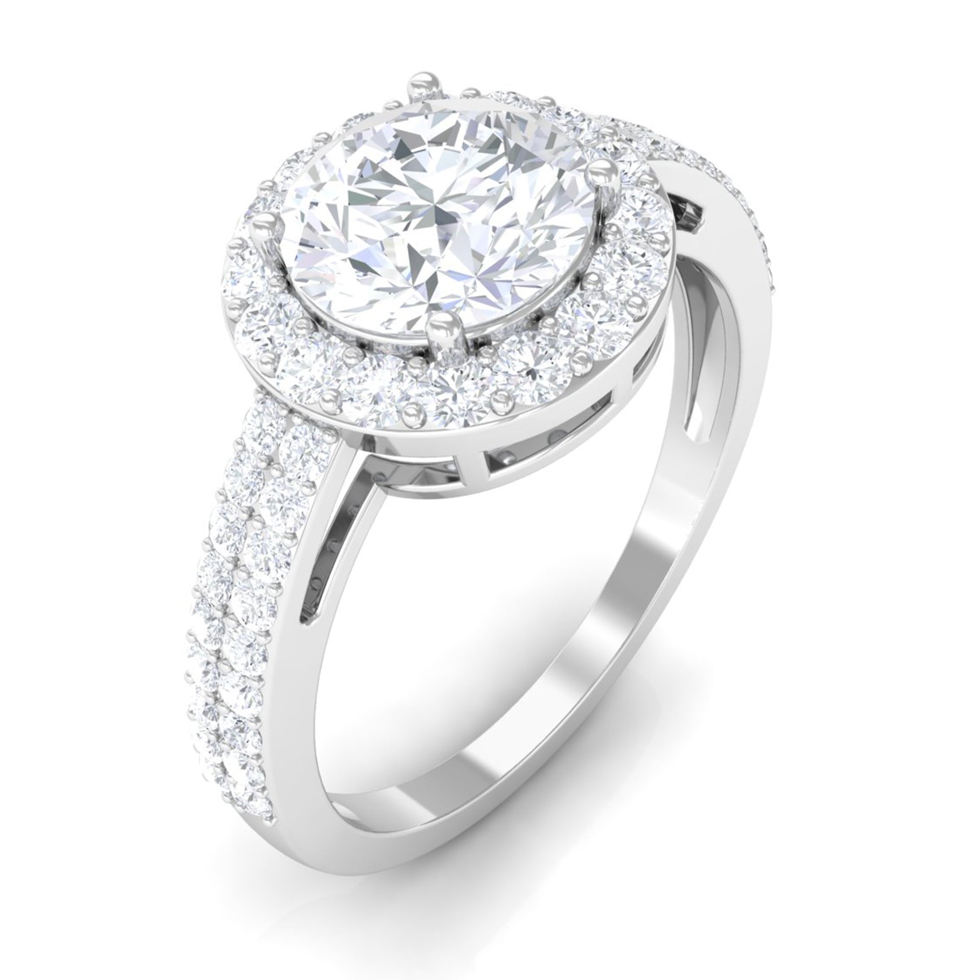 2.25 CT Round Cubic Zirconia Halo Engagement Ring AAAA - Rosec Jewels
