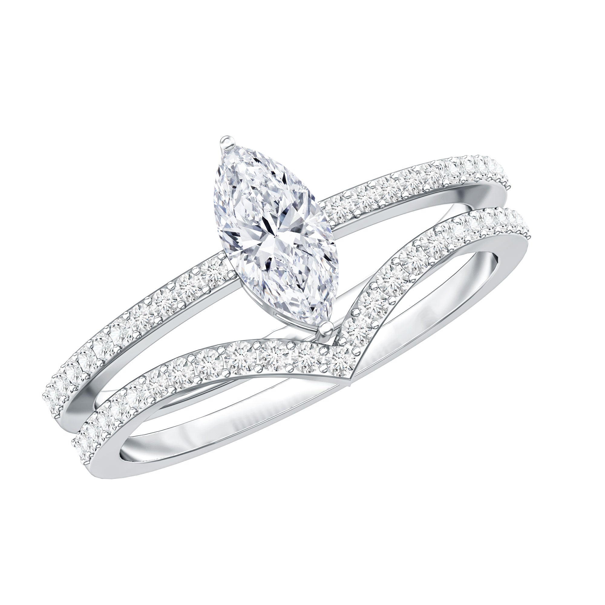 Certified Marquise Cut Zircon Wedding Ring Set for Women AAAA - Rosec Jewels
