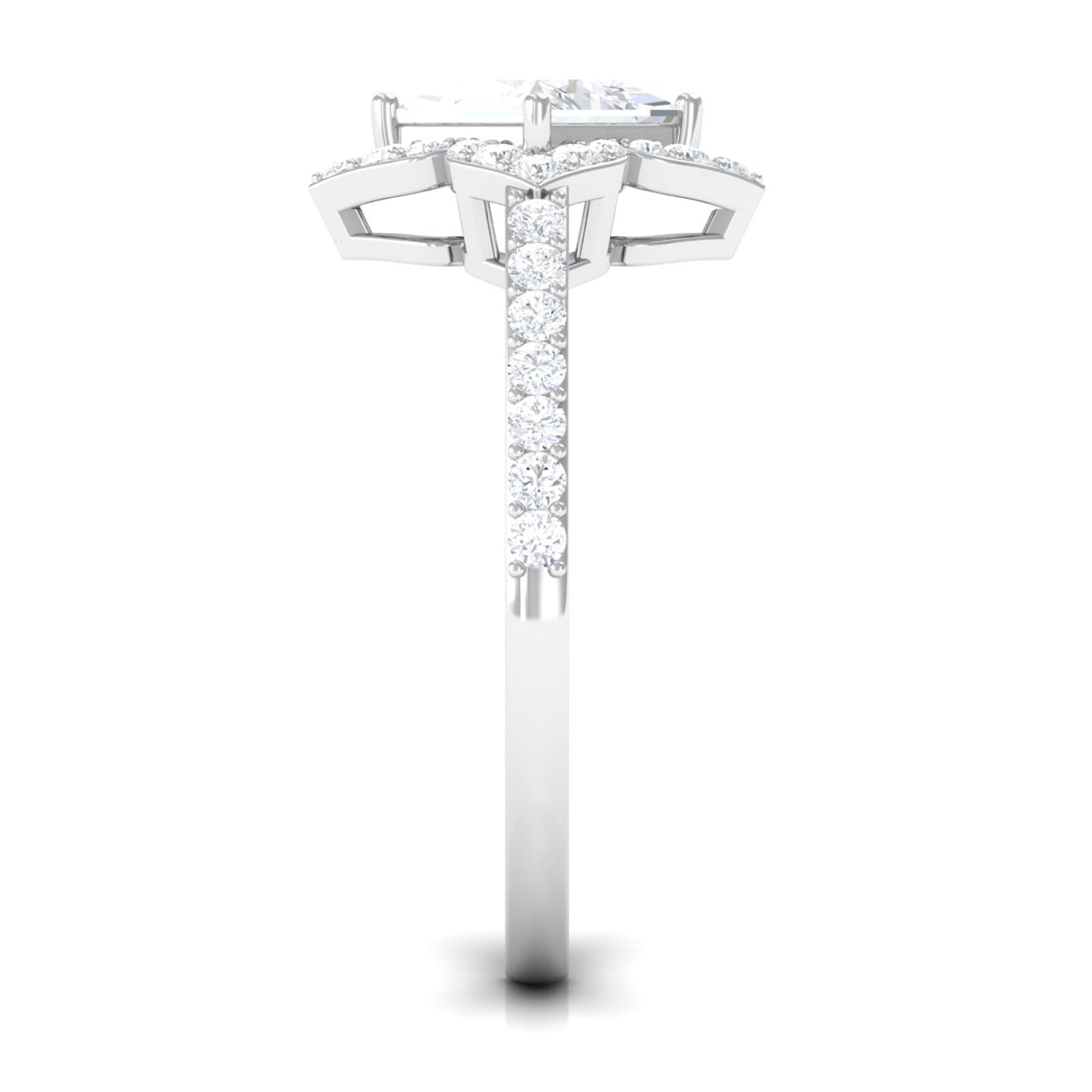 1.75 CT Princess Cut Zircon Engagement Ring Floral Halo AAAA - Rosec Jewels